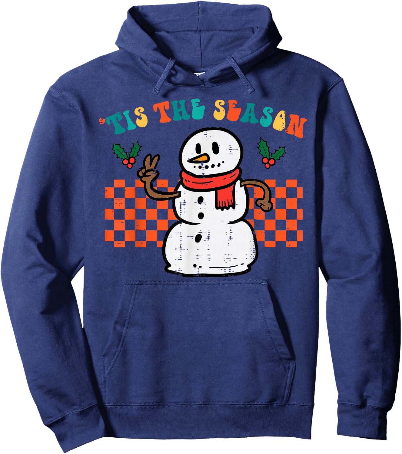 Tis The Season Snowman Christmas Retro Xmas Men Women Kids Hoodie - Hoodie | Navy