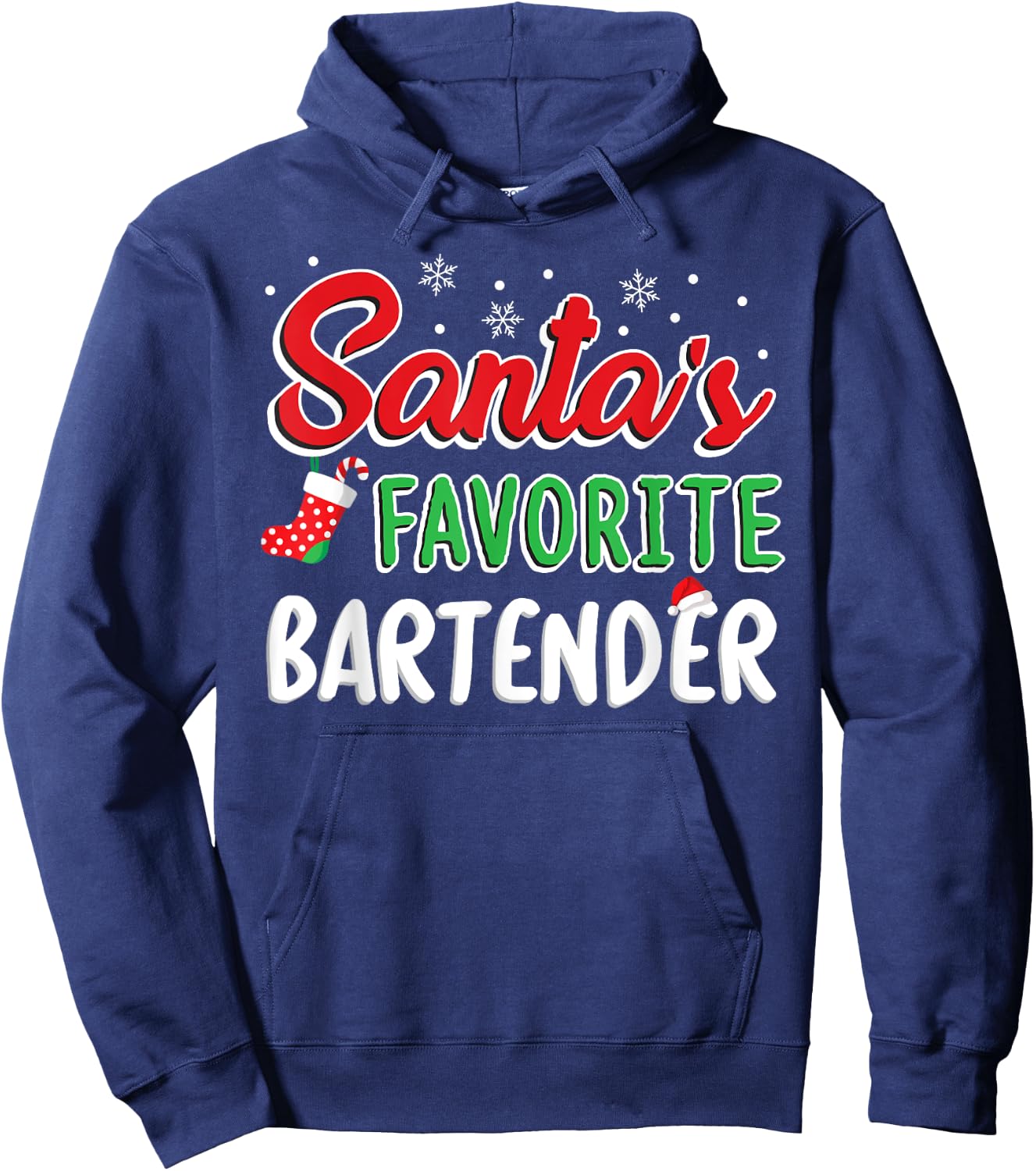 Santa's Favorite Bartender T Shirt Cute Xmas Party Drinking Hoodie - Hoodie | Navy