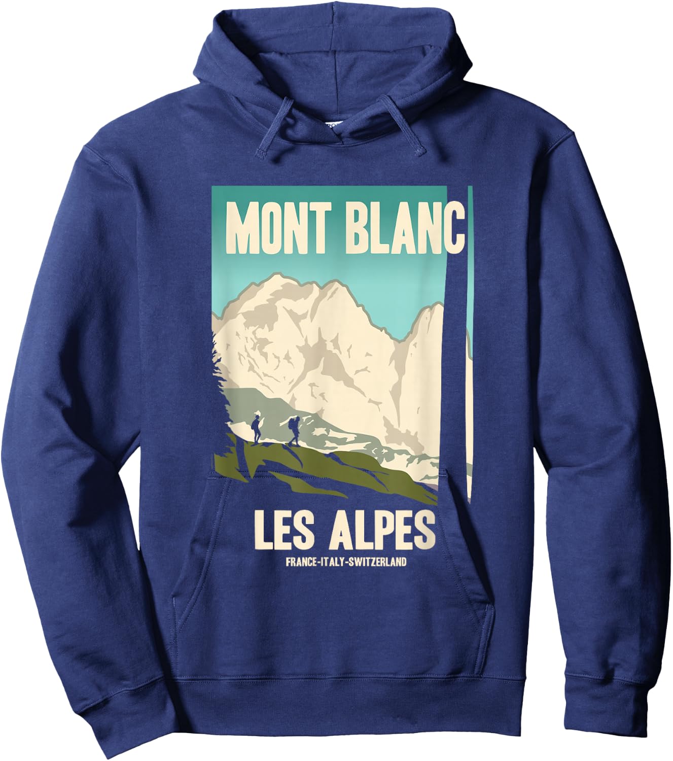 Mont Blanc ALPES Mountains Retro Travel Poster Gift Hoodie - Hoodie | Navy