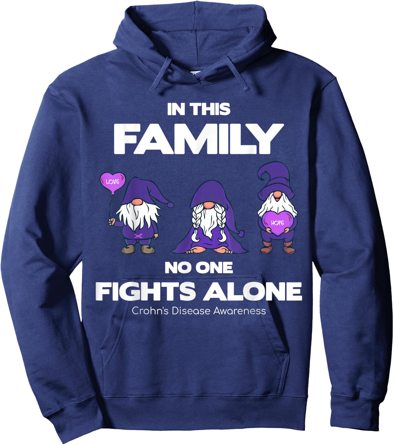 Crohn's Disease Awareness - Purple Warrior Fight Support Hoodie - Hoodie | Navy