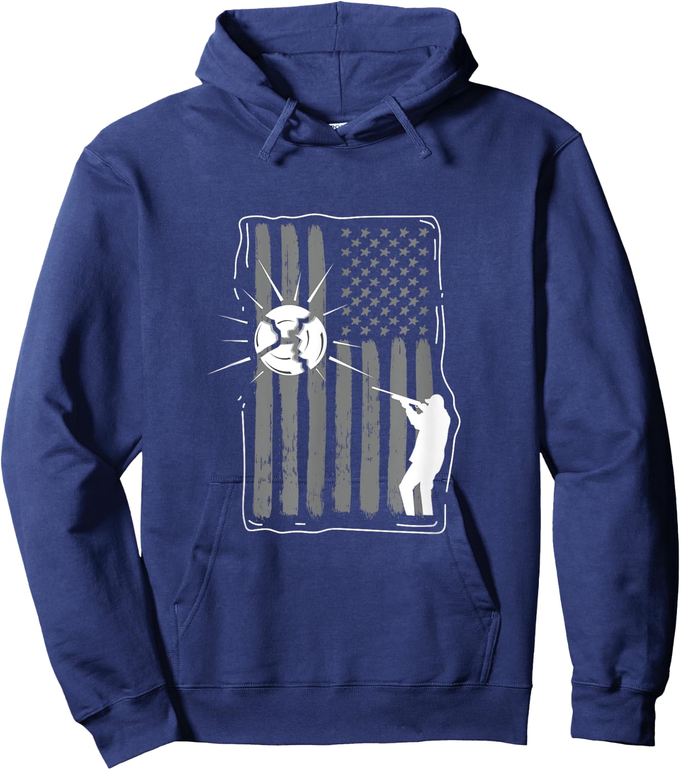 Skeet Shooting Clay Hunter USA Flag Funny Gift Hoodie - Hoodie | Navy