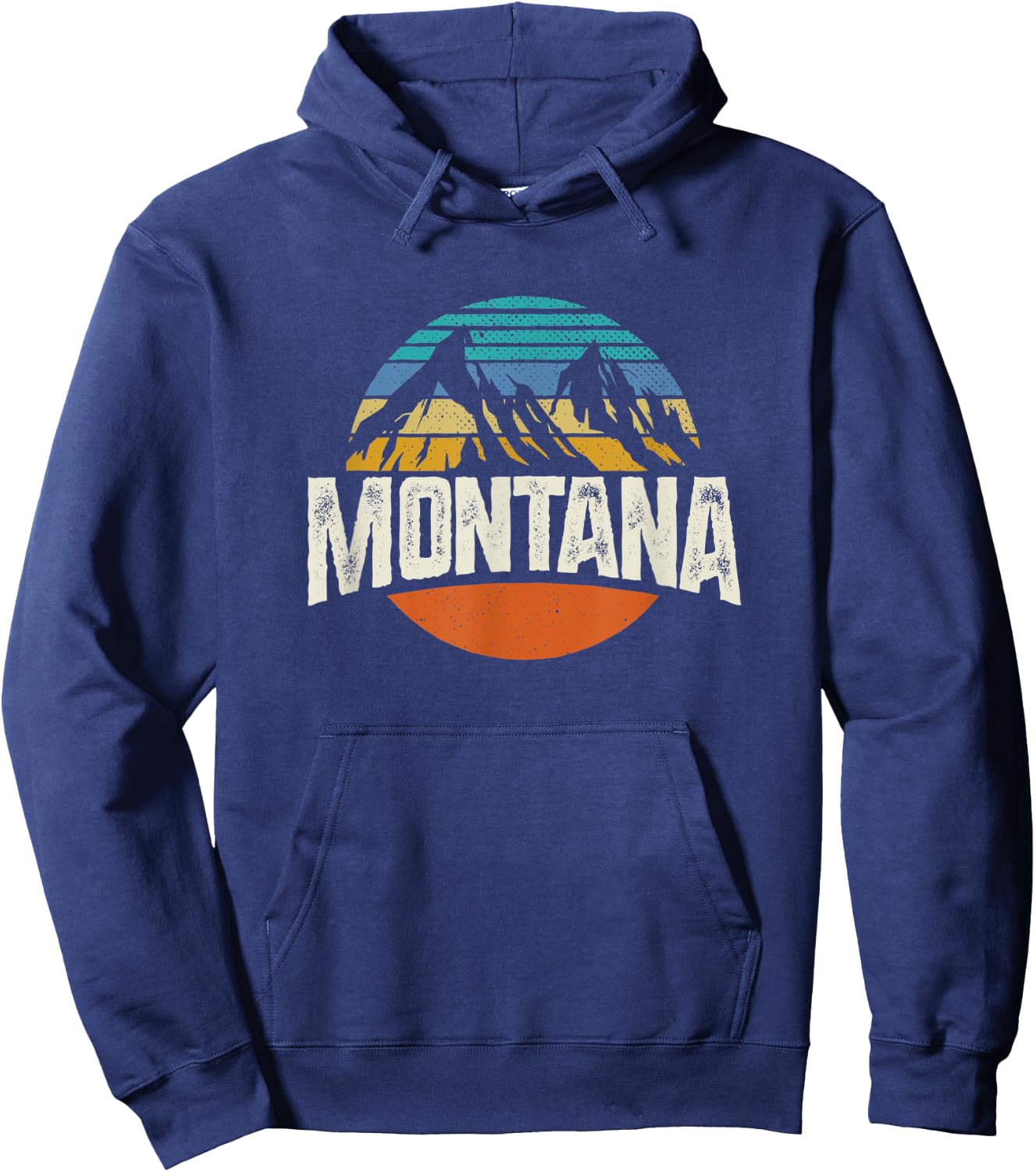 Montana Mountains Retro Design Hiking MT Hoodie - Hoodie | Navy