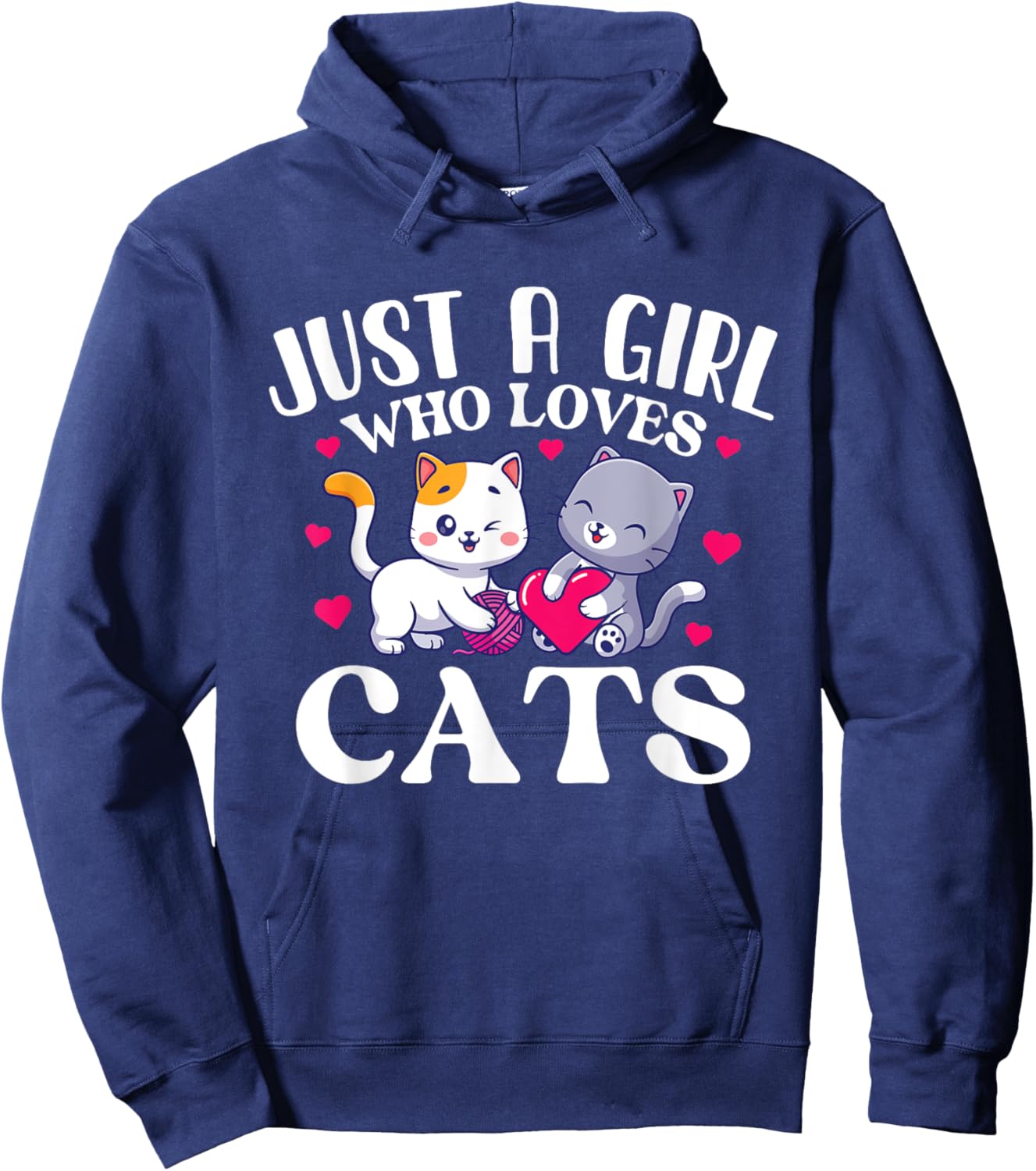 Just A Girl Who Loves Cats - Cat Lover Kitten Owner Kitty Hoodie - Hoodie | Navy