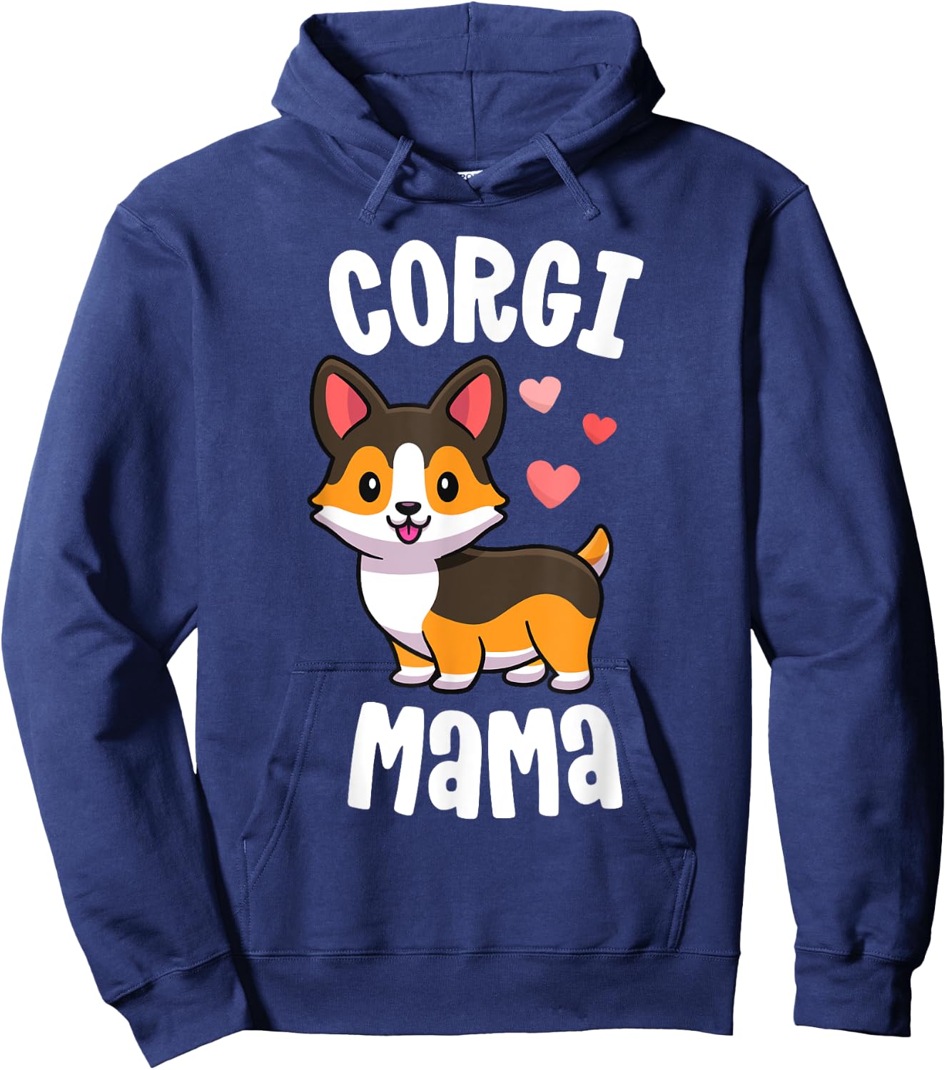 Corgi Mom Shirts Dog Mama Red Tricolour Corgi Hoodie - Hoodie | Navy