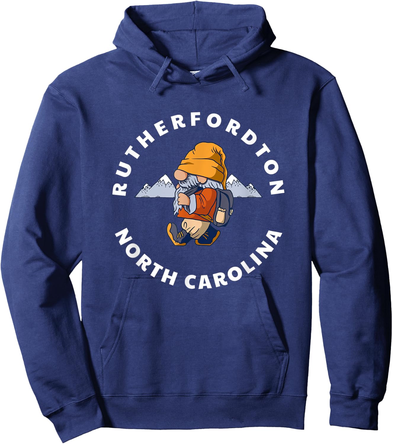 Rutherfordton North Carolina Hiking Gnome NC Vacation Hoodie - Hoodie | Navy