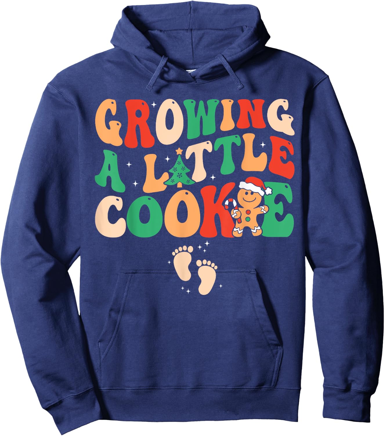 Growing A Little Cookie Christmas Pregnancy Announcement Hoodie - Hoodie | Navy