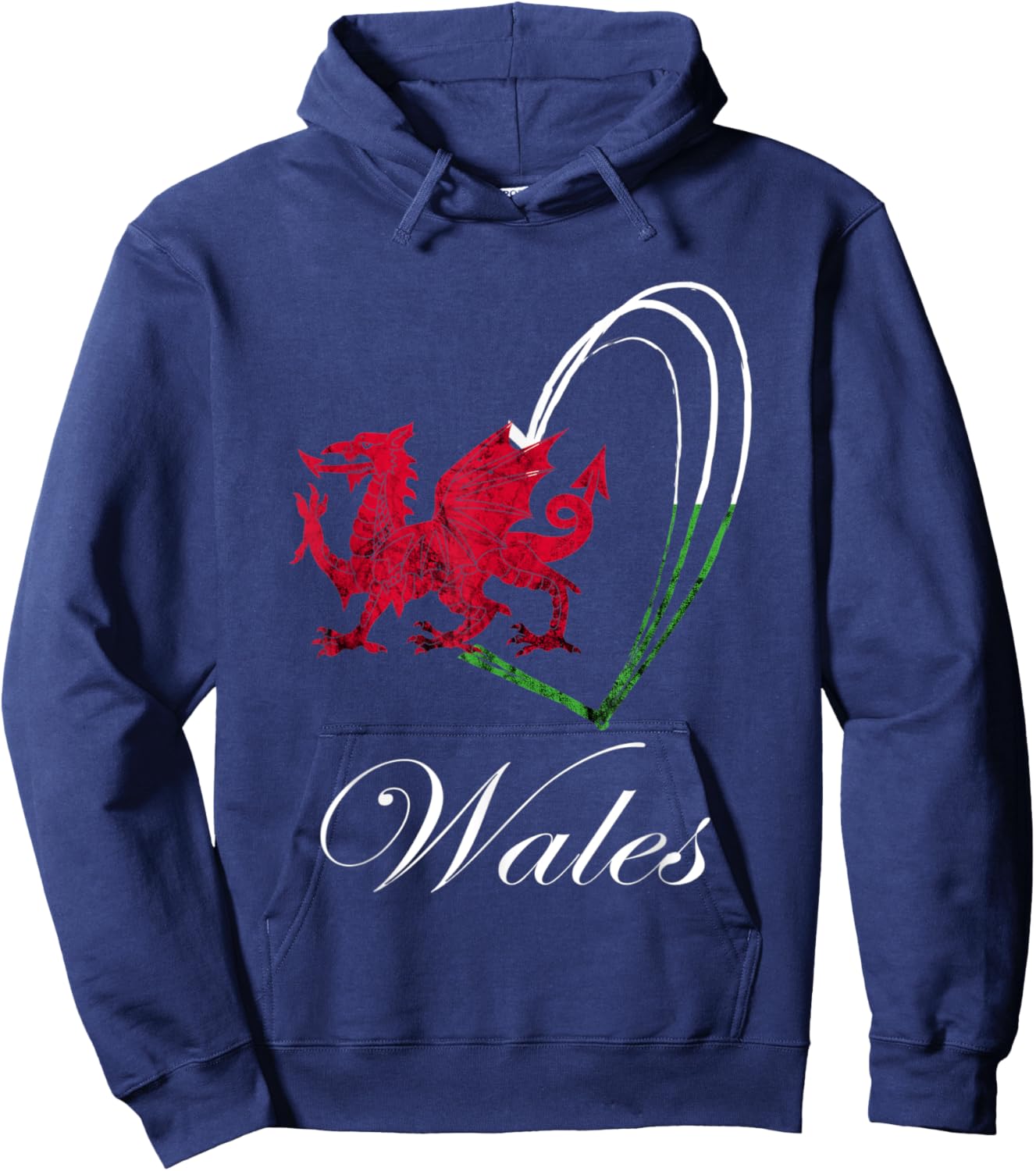 Welsh Dragon Wales Welsh Roots Welsh Flag Heart Ddraig Goch Hoodie - Hoodie | Navy