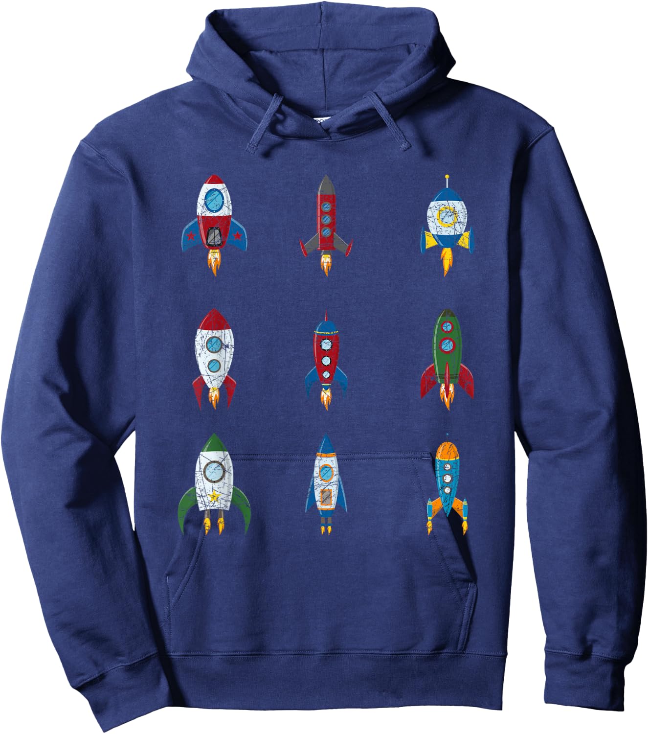 Retro Rocket Ships Outer Space Boys Kids Gift Astronaut Hoodie - Hoodie | Navy