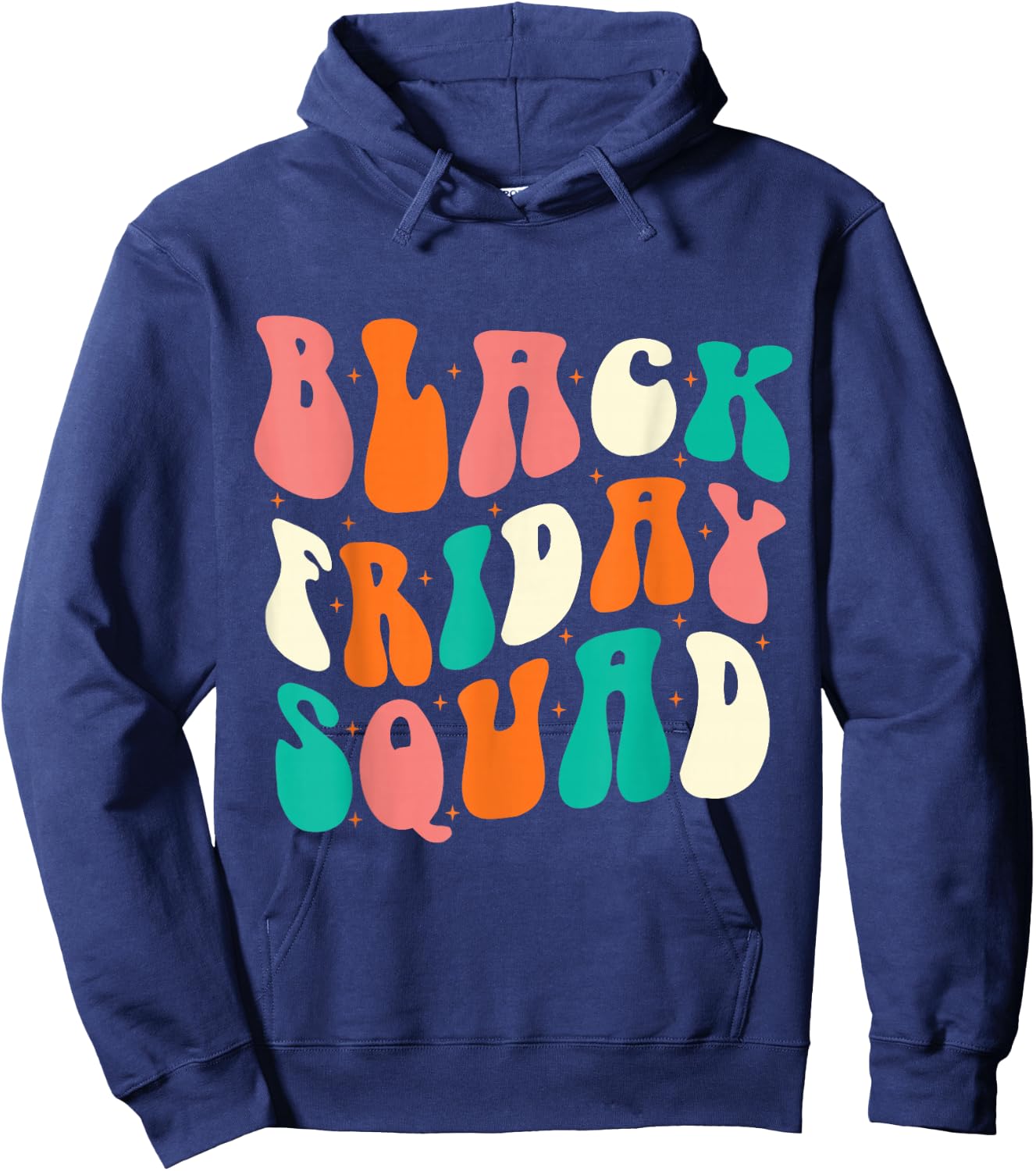 Friday Squad Black Retro Groovy Hippie Shopping Team Hoodie - Hoodie | Navy