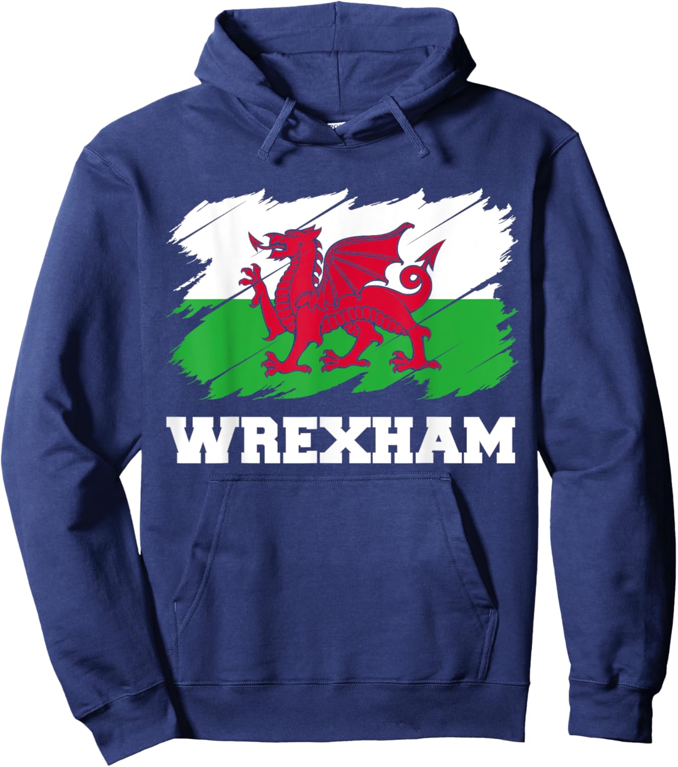 Wrexham Wales City Cymru, Welsh Flag Dragon Hoodie - Hoodie | Navy