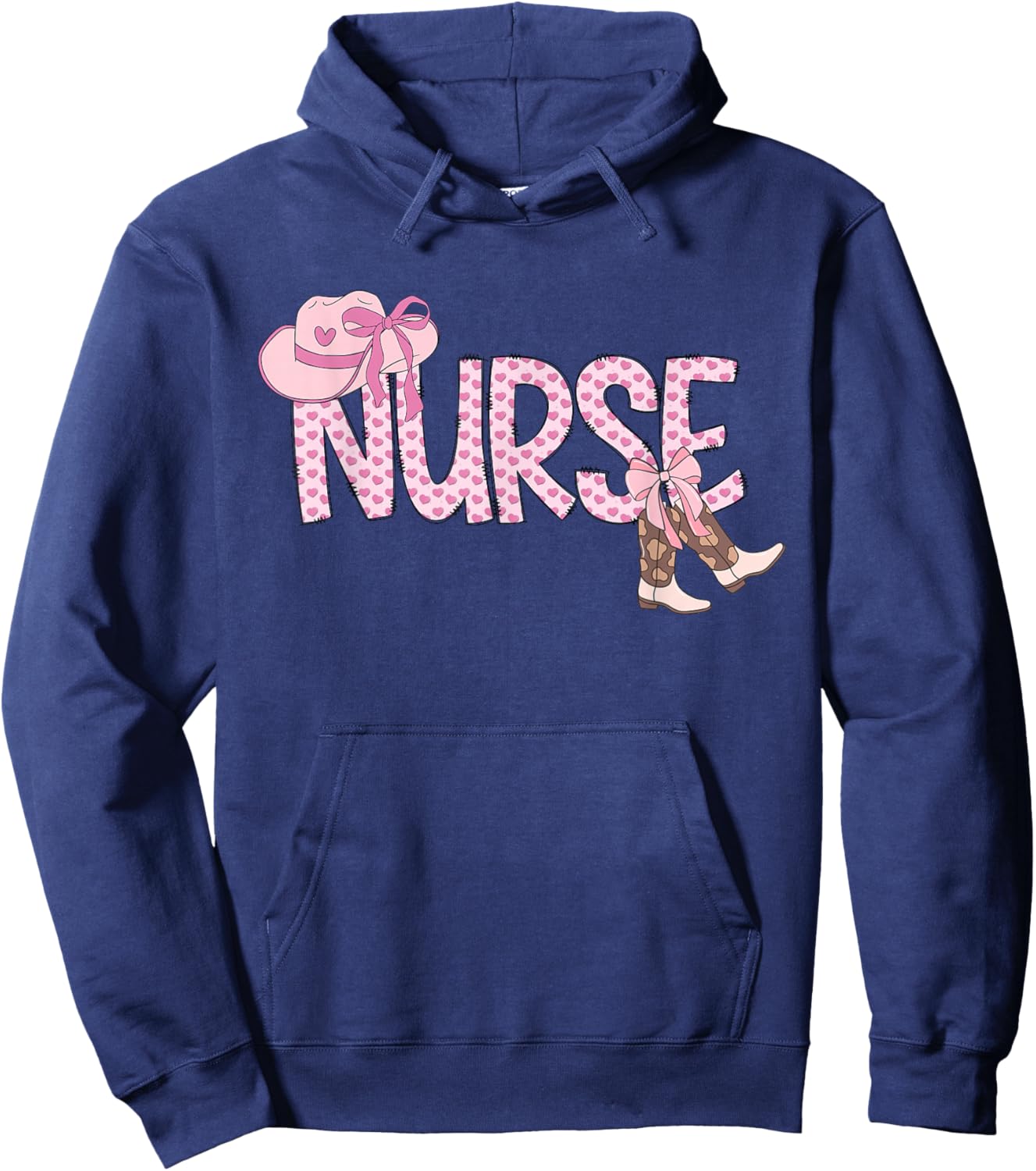 Pink Coquette Western cowgirl Nurse Nursing Hoodie - Hoodie | Navy
