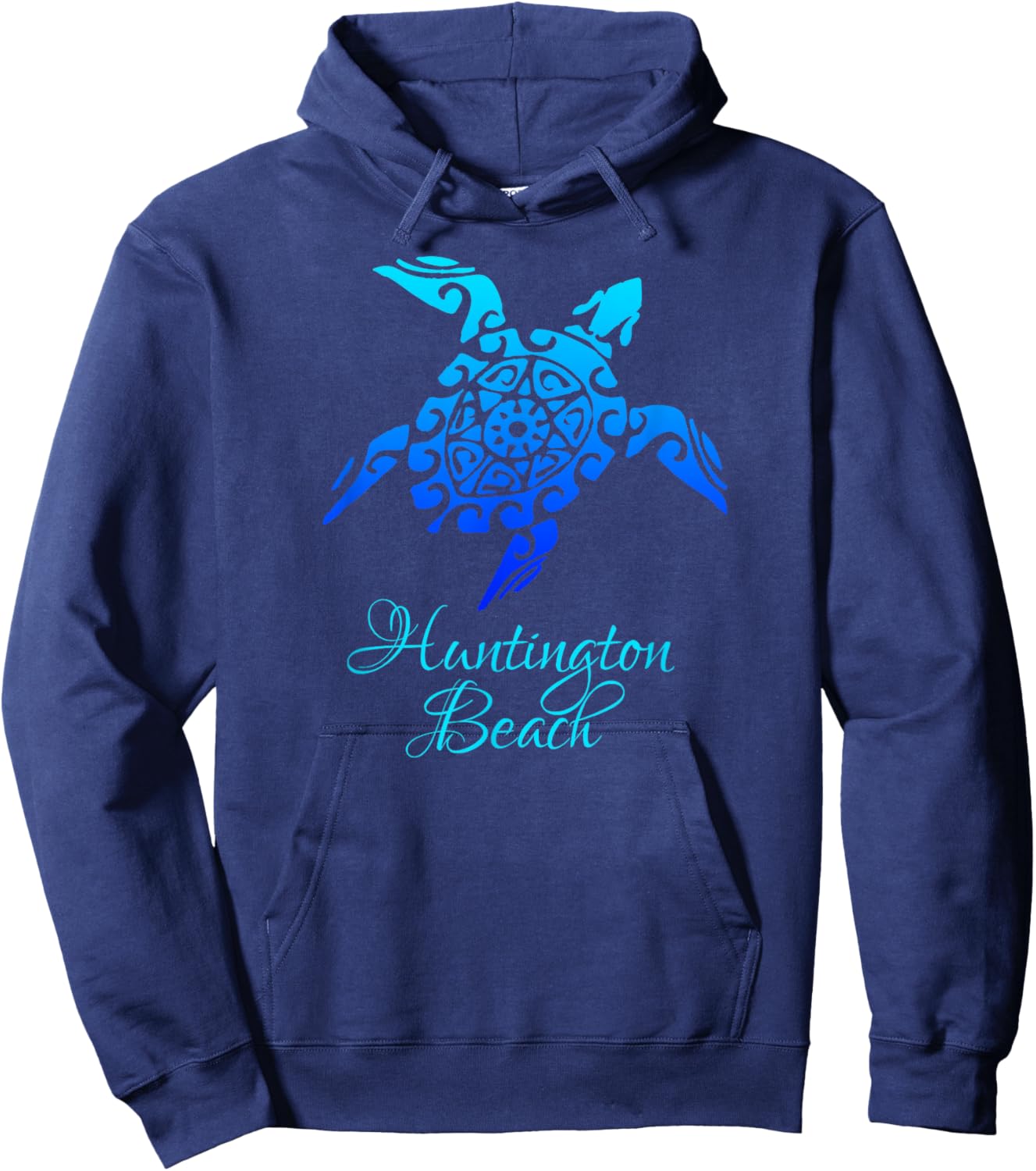 Huntington Beach, California Vintage Retro Tribal Sea Turtle Women Girls Kids Hoodie - Hoodie | Navy
