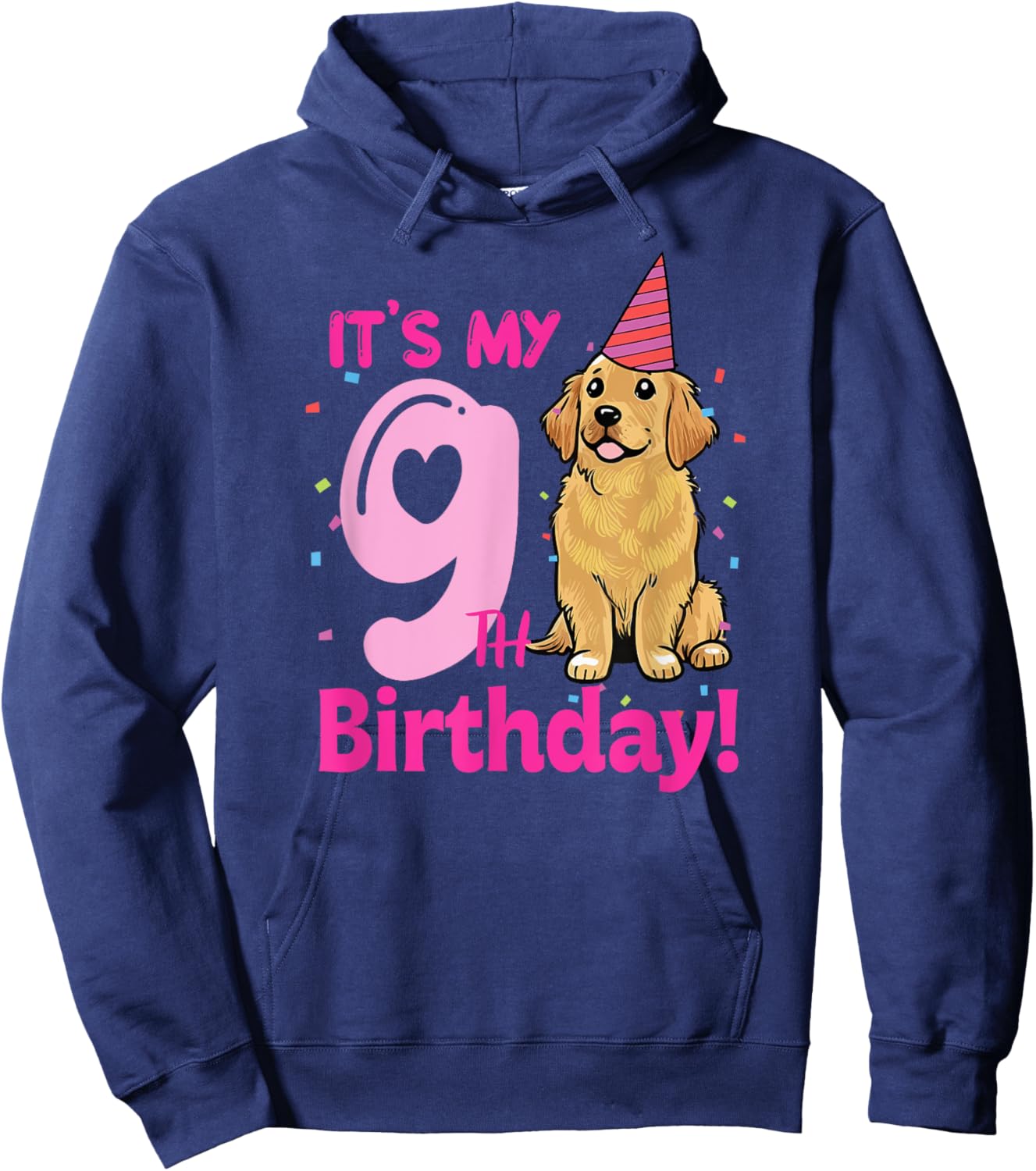 It's My 9th Birthday Golden Retriever Dog Lovers 9 Years Old Hoodie - Hoodie | Navy