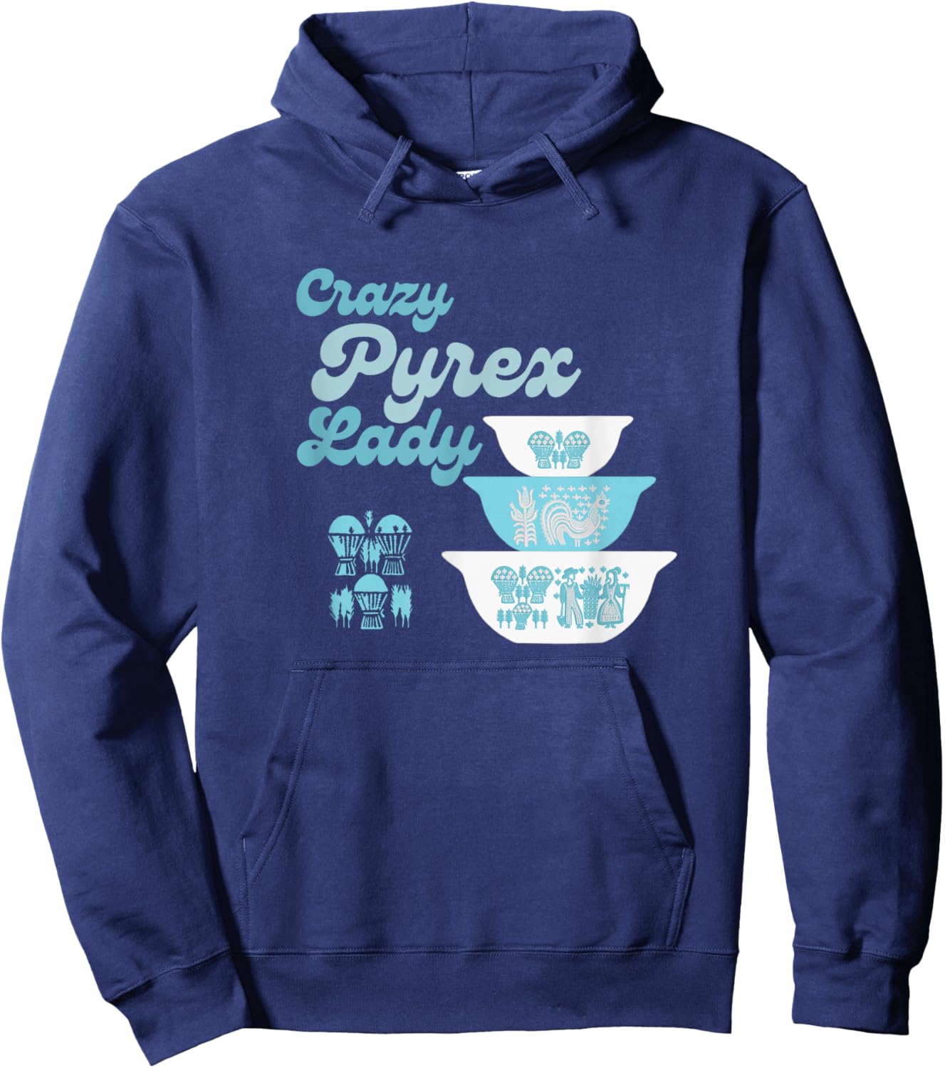 snarkyteez byjeanette Crazy Pyrex Lady Butter Print Amish Pyrex Collector Hoodie - Hoodie | Navy
