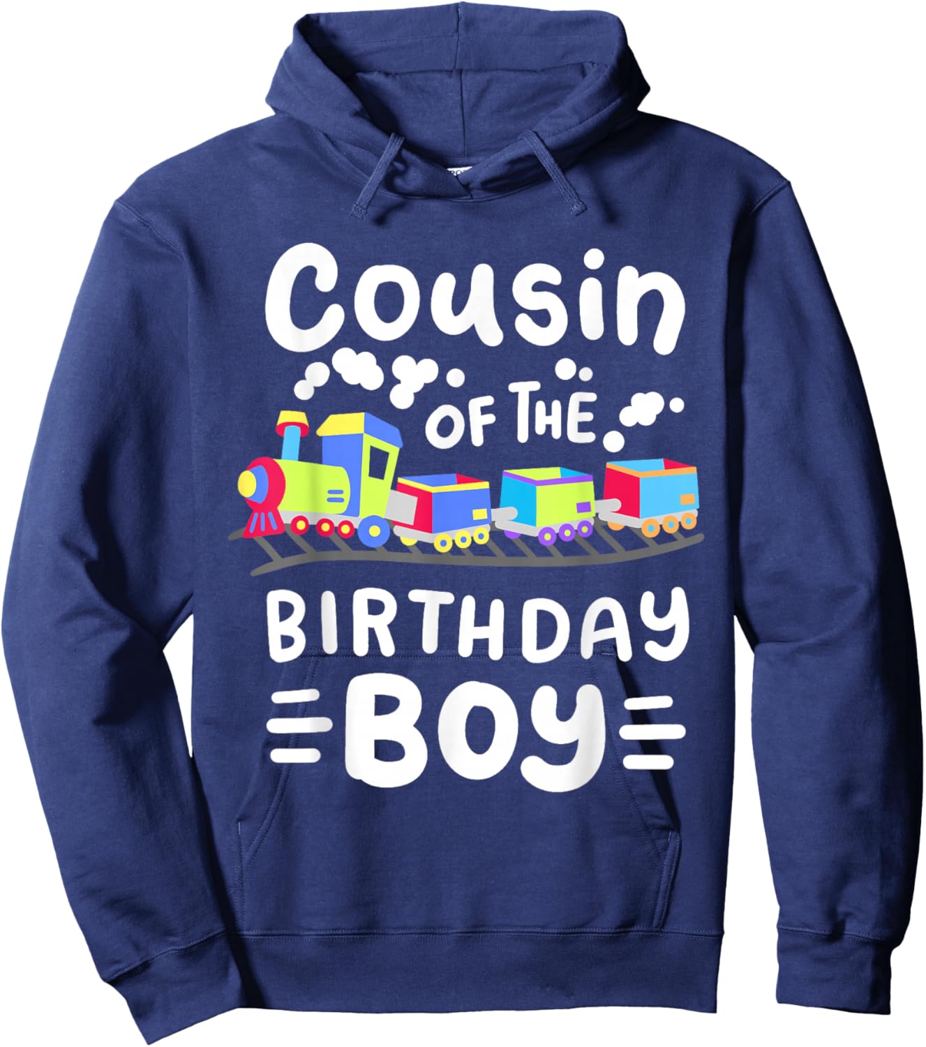 Cousin of the Birthday Boy Choo Choo Train Family Matching Hoodie - Hoodie | Navy