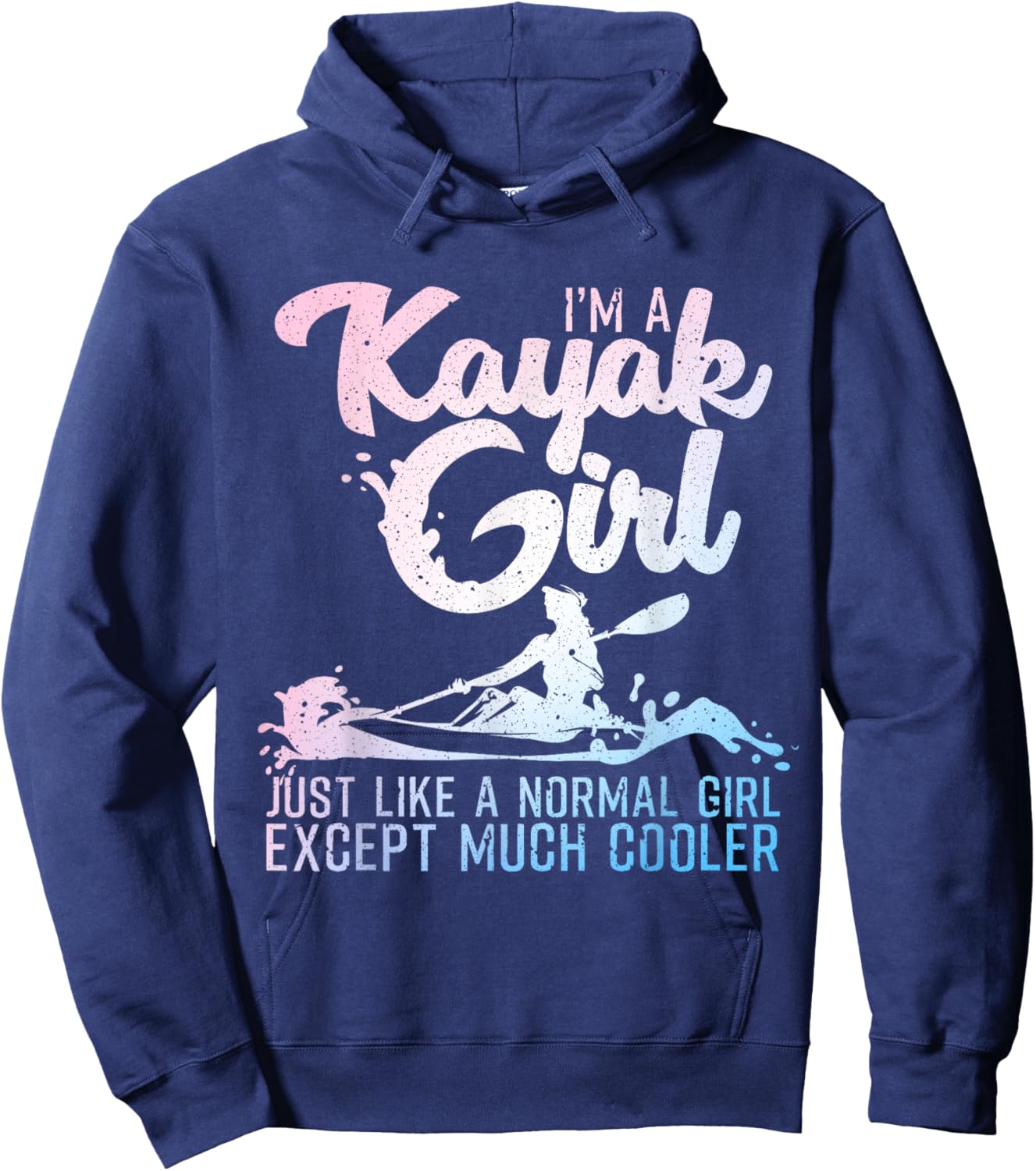 Unique Kayak Gift Oar Kayaking Accessories & Stuff Funny Kayak Girl Art Women's Black Short Sleeve Hoodie - Hoodie | Navy