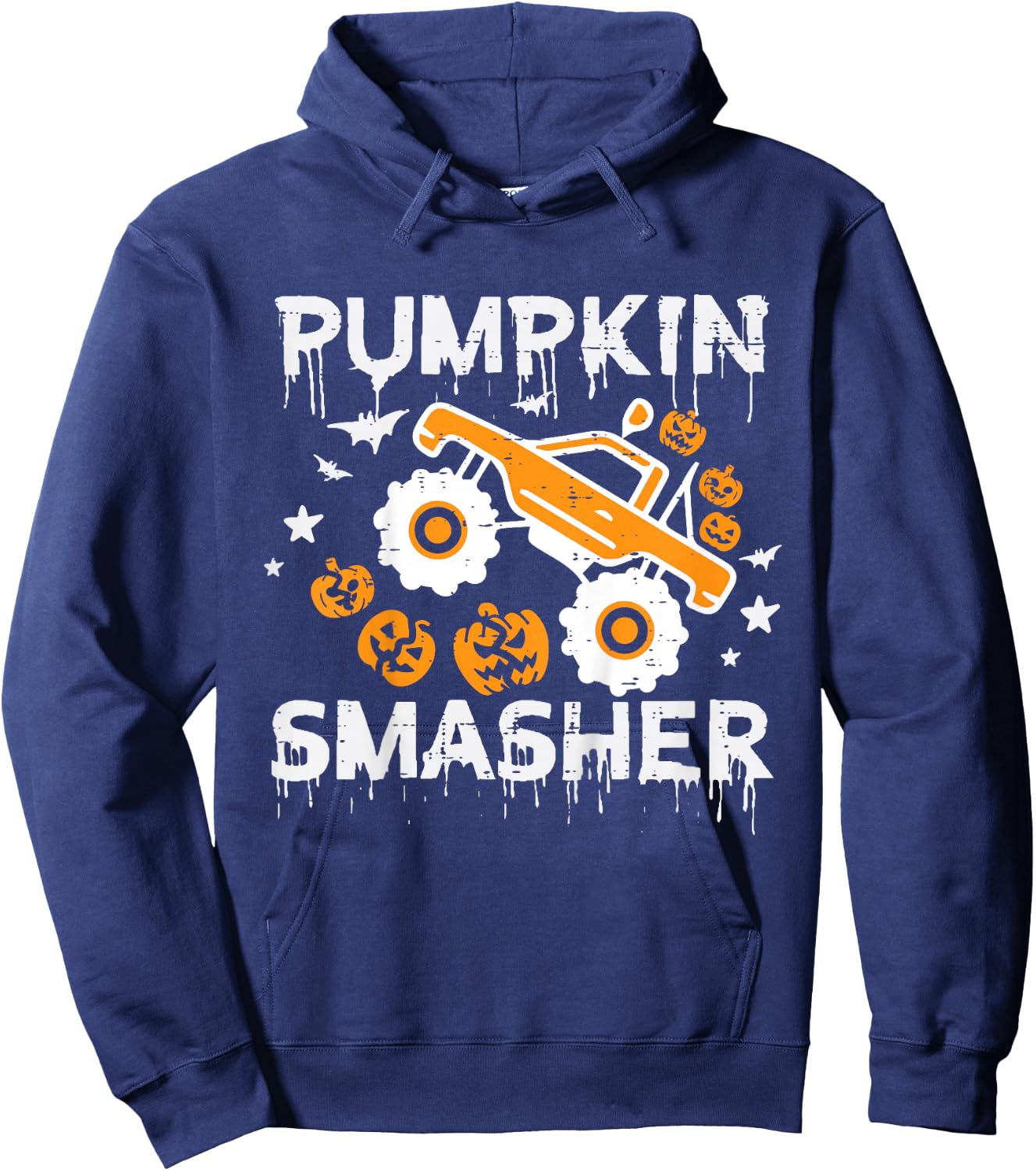 Kids Pumpkin Smasher Monster Truck Toddler Boys Halloween Kids Hoodie - Hoodie | Navy