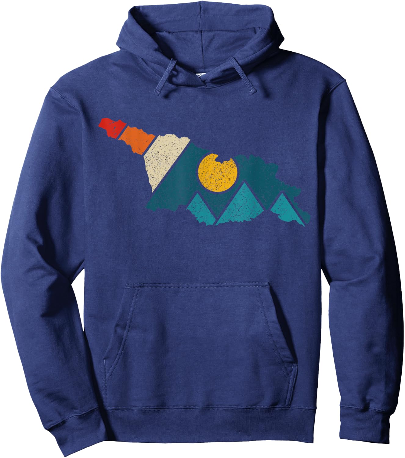 Georgia Vintage State Map Mountains Hiker Camping Pride Gift Hoodie - Hoodie | Navy