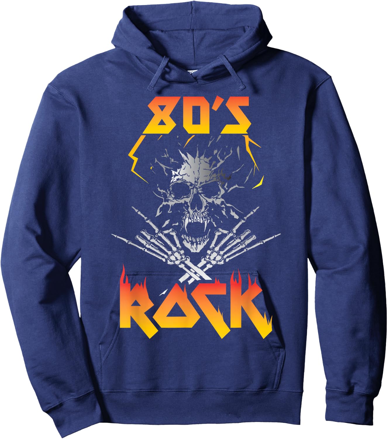 Faded 1980s Rock Roll for Eighties Rockers Band Hoodie - Hoodie | Navy