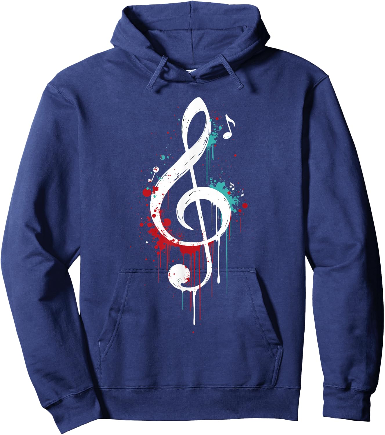 Dripping Treble Clef and Musical Notes Design for Music Love Hoodie - Hoodie | Navy