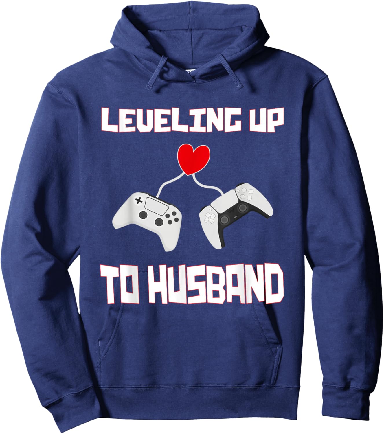 Leveling Up to Husband Groom Gamer Husband Marriage Hoodie - Hoodie | Navy