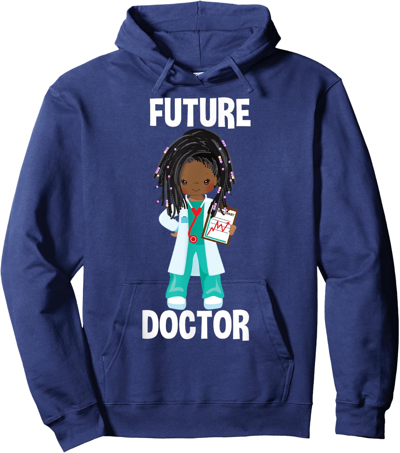 Future Doctor Costume Pretend Play African American Girls Hoodie - Hoodie | Navy