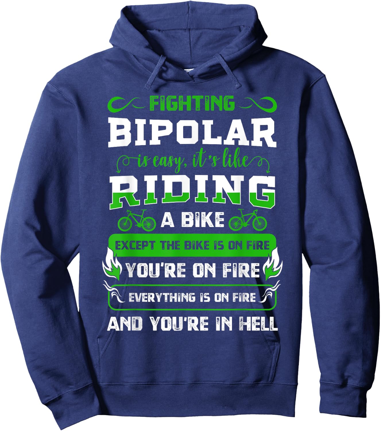 Bipolar Fighter Mania Mental Disorder Anxiety Psychosis Hoodie - Hoodie | Navy