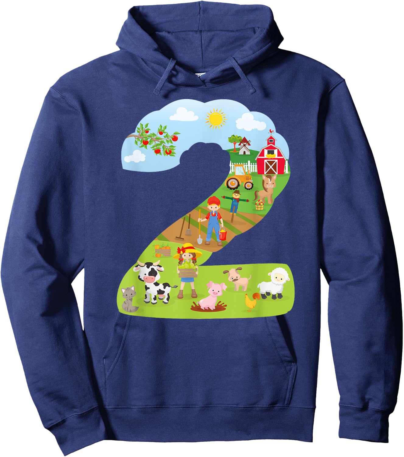 Farm Animals second birthday Party theme number two Hoodie - Hoodie | Navy