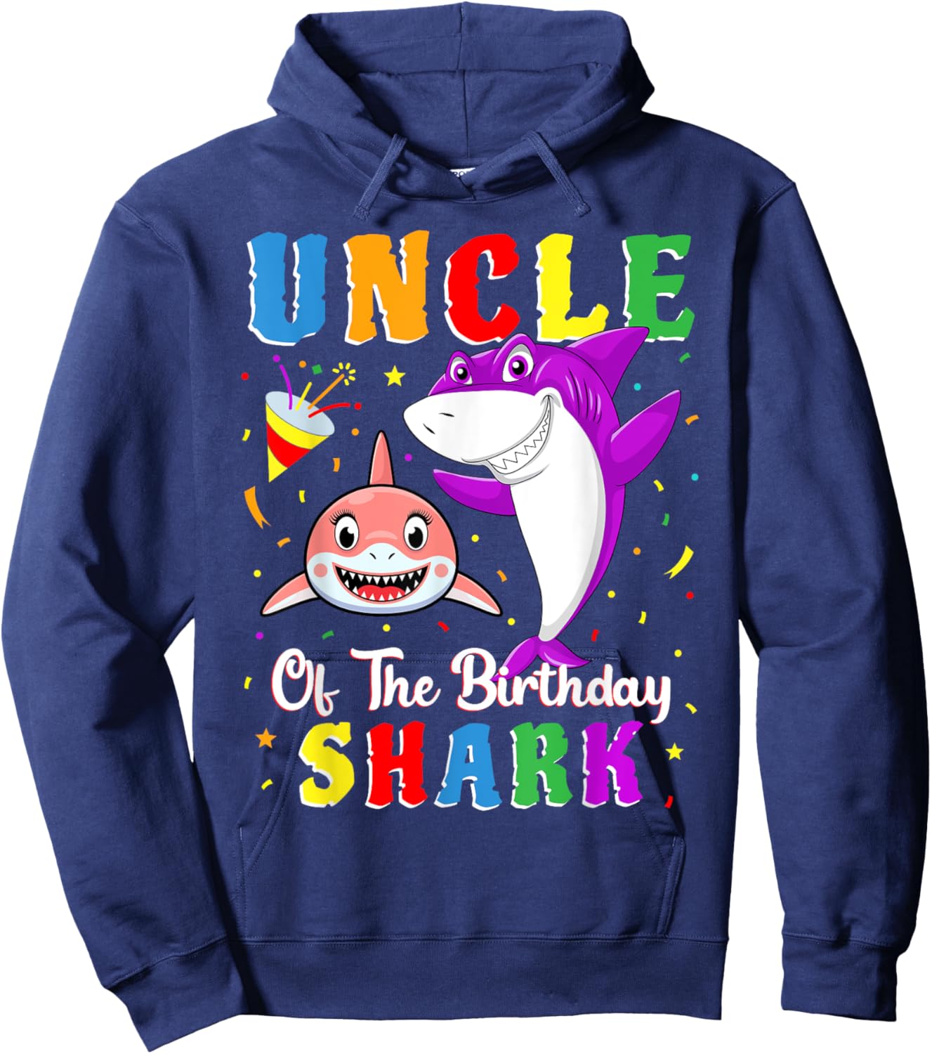 Uncle Of The Shark Birthday Family Matching Birthday Niece Hoodie - Hoodie | Navy