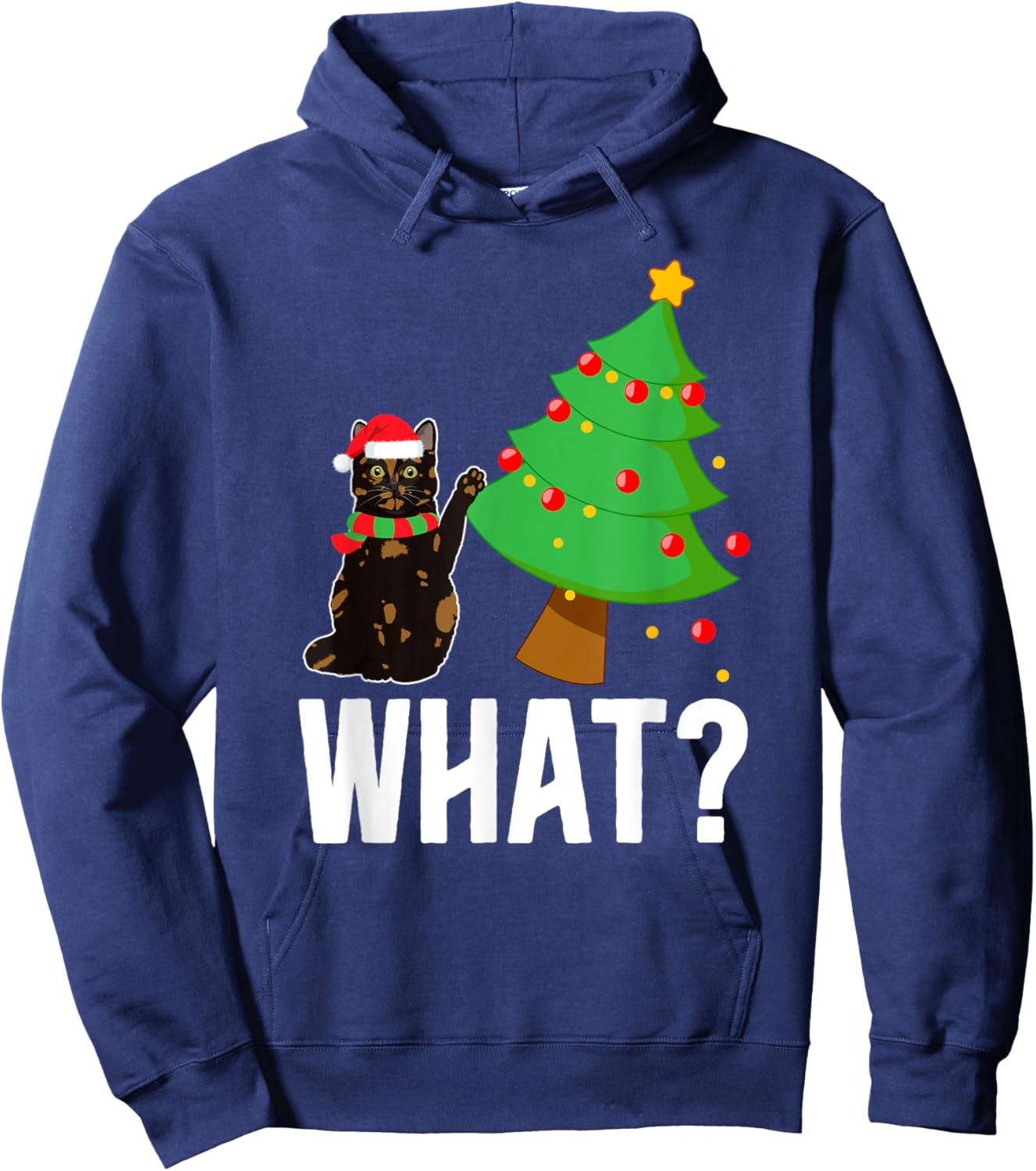Xmas Tortie Cat Christmas Funny -Kids Tortoiseshell Cat Xmas Party Hoodie - Hoodie | Navy