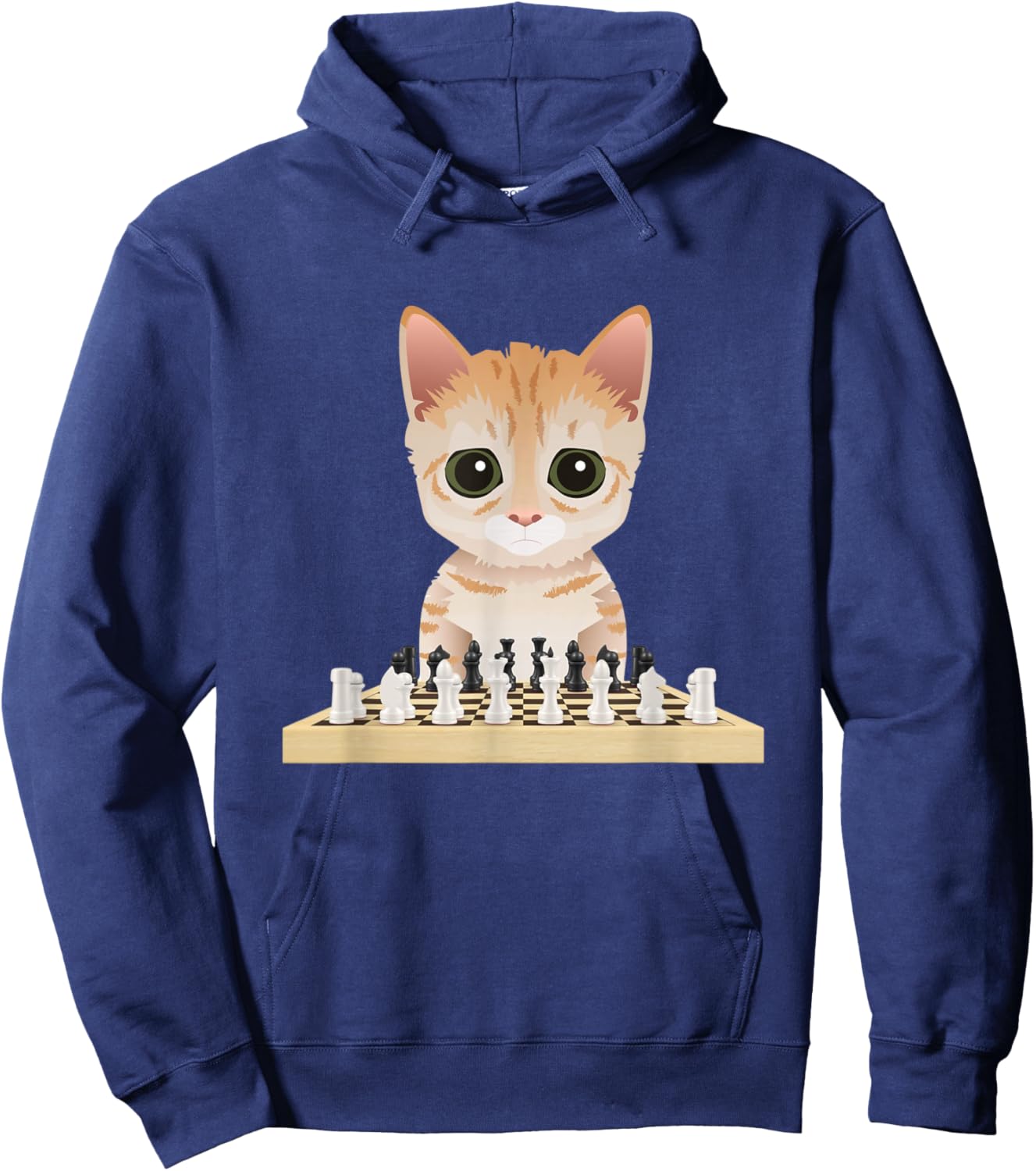Mittens Cat Playing Chess Game Hoodie - Hoodie | Navy