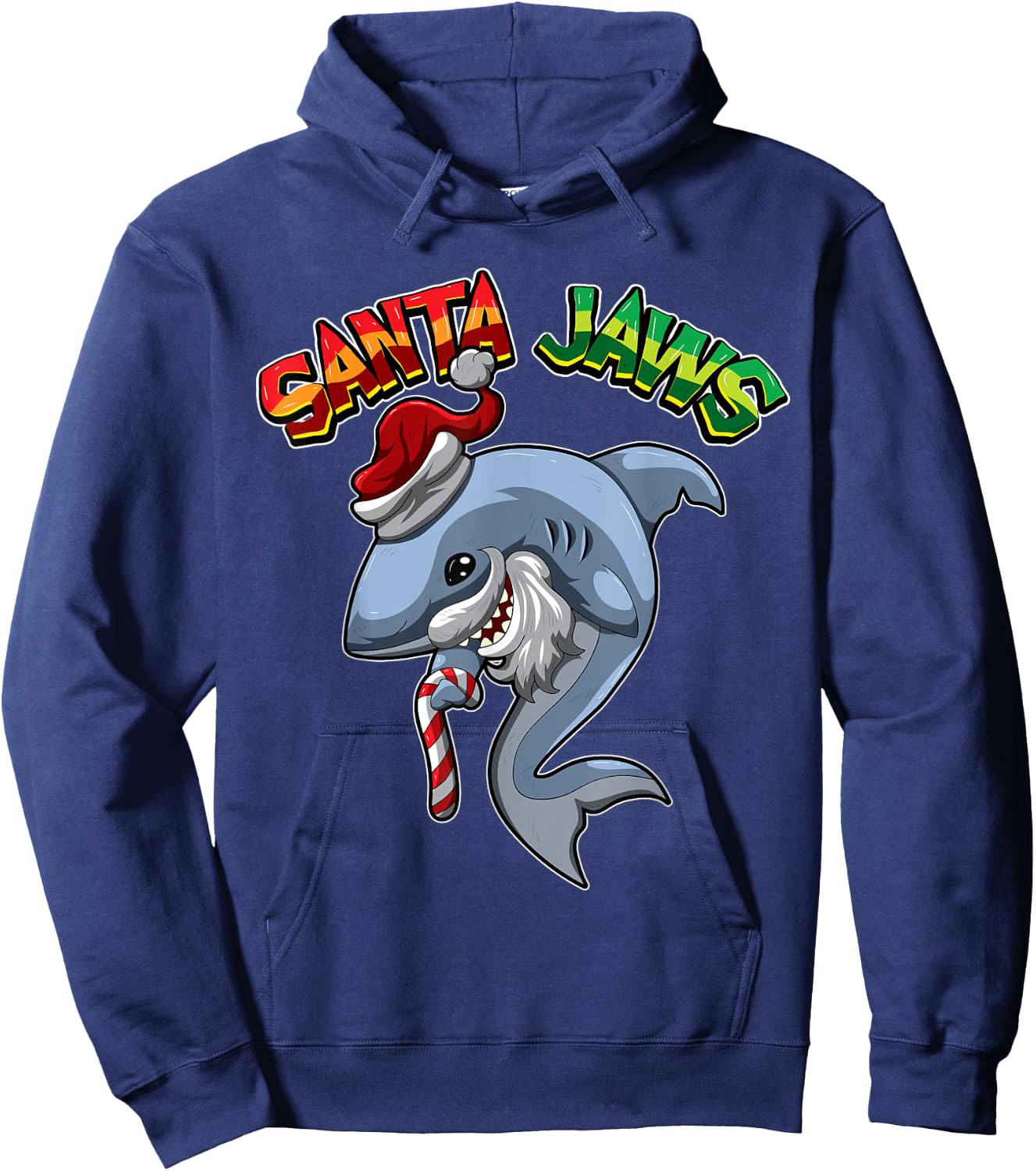 Santa Jaws - Shark Dressed As Santa Claus - Xmas Pun Hoodie - Hoodie | Navy
