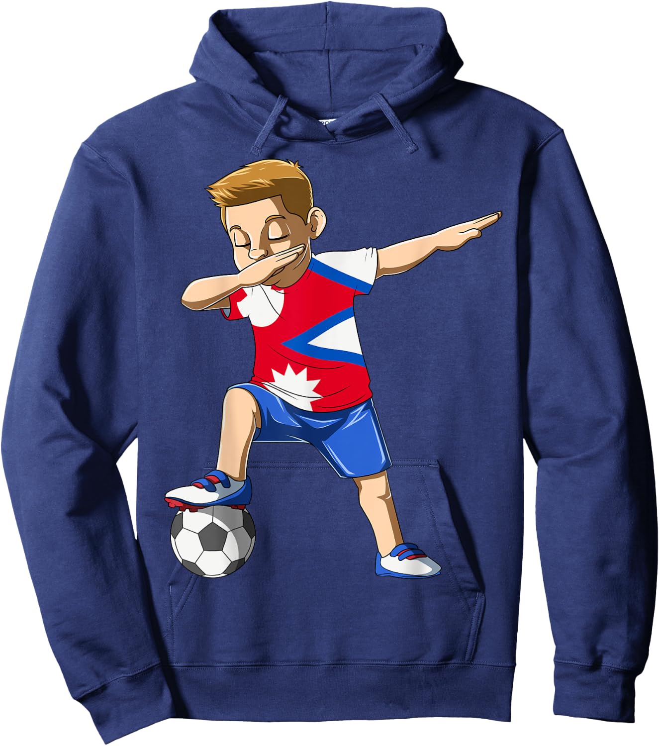 Dabbing Soccer Boy Nepal Jersey Nepalese Hoodie - Hoodie | Navy