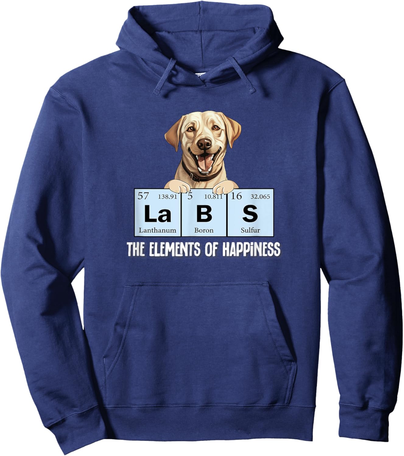 Funny Elements of Happiness Yellow Lab Dog Lover Hoodie - Hoodie | Navy
