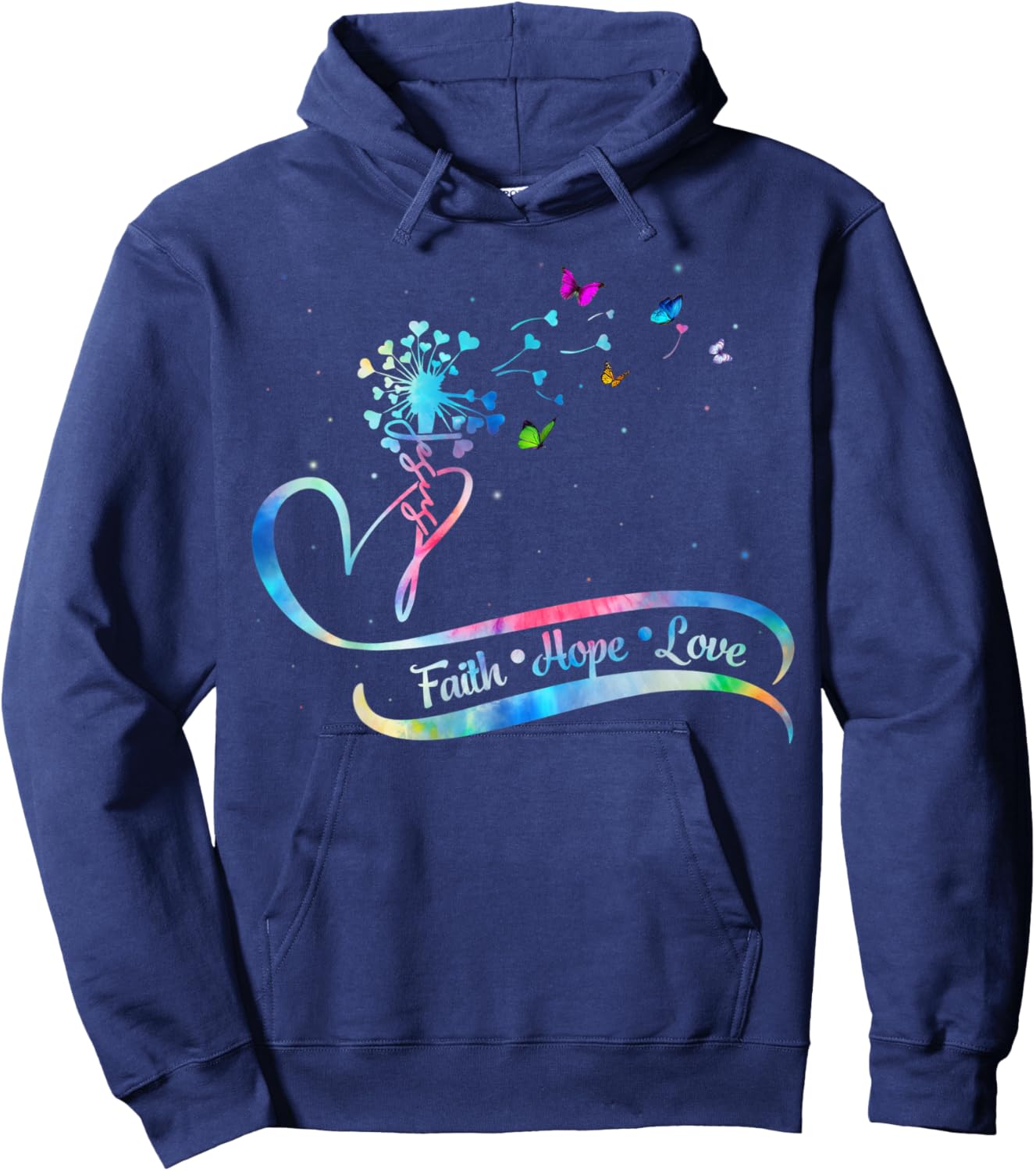 Women Trendy Religious Faith Hope Love Christian Jesus Gifts Hoodie - Hoodie | Navy