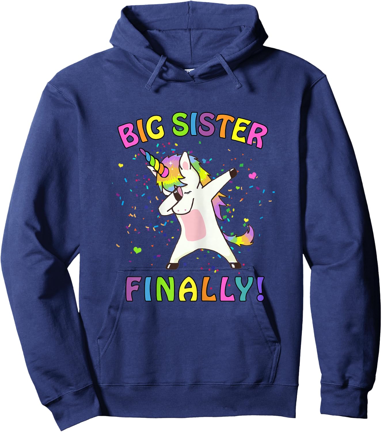 Unicorn Big Sister Finally Hoodie - Hoodie | Navy