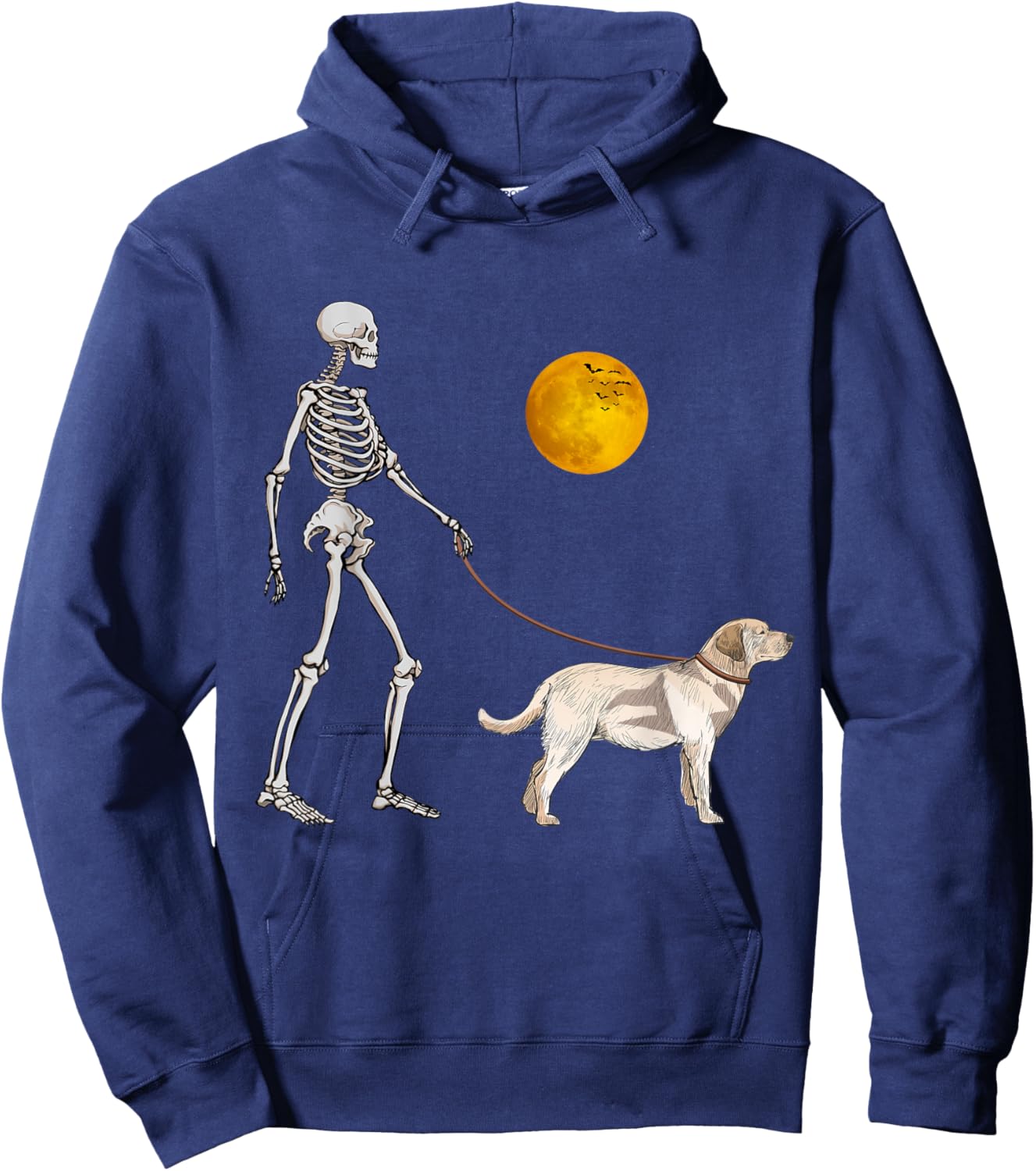 Labrador Retriever Skeleton Dog Walking Halloween Costume Hoodie - Hoodie | Navy