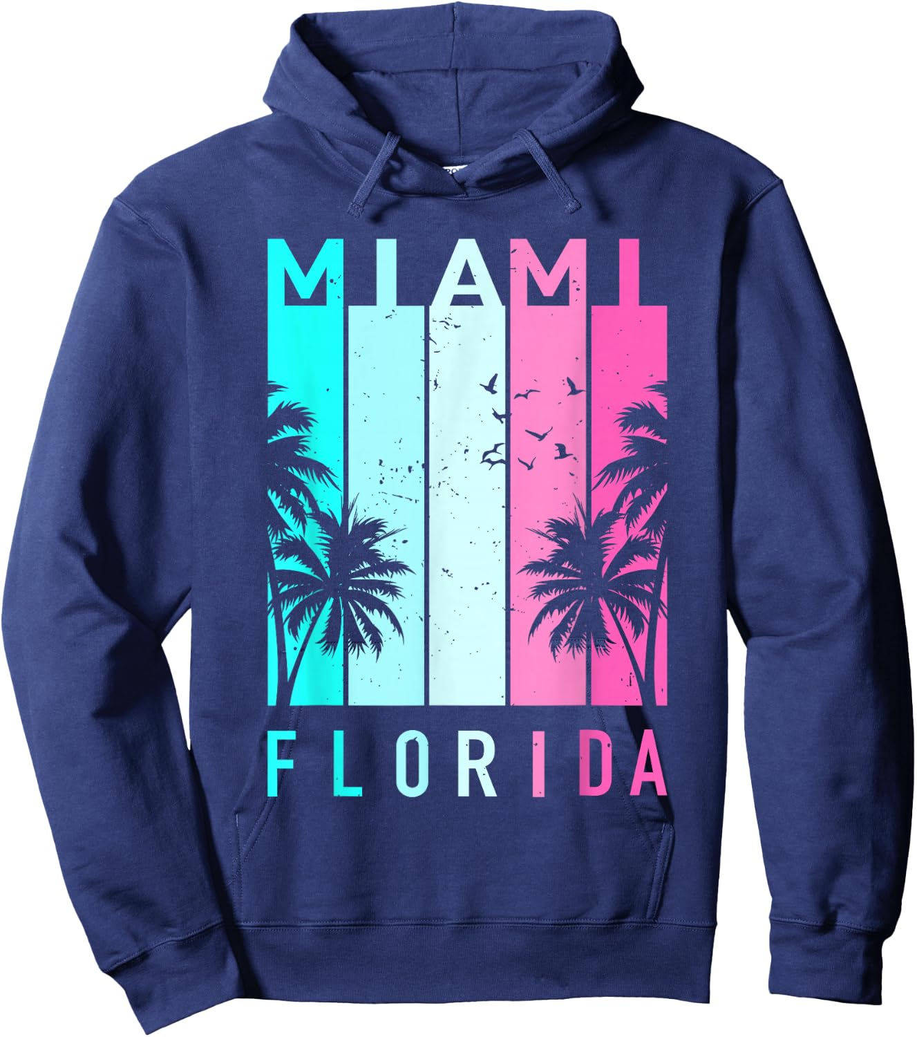 Retro Miami Florida Beach Souvenir Men Women Kids Hoodie - Hoodie | Navy