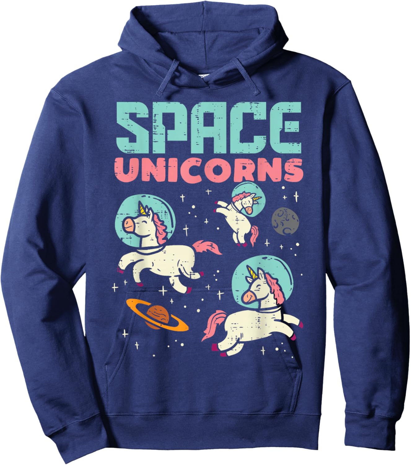 Space Unicorn Astronaut Cute Galaxy Animal Women Girls Kids Hoodie - Hoodie | Navy