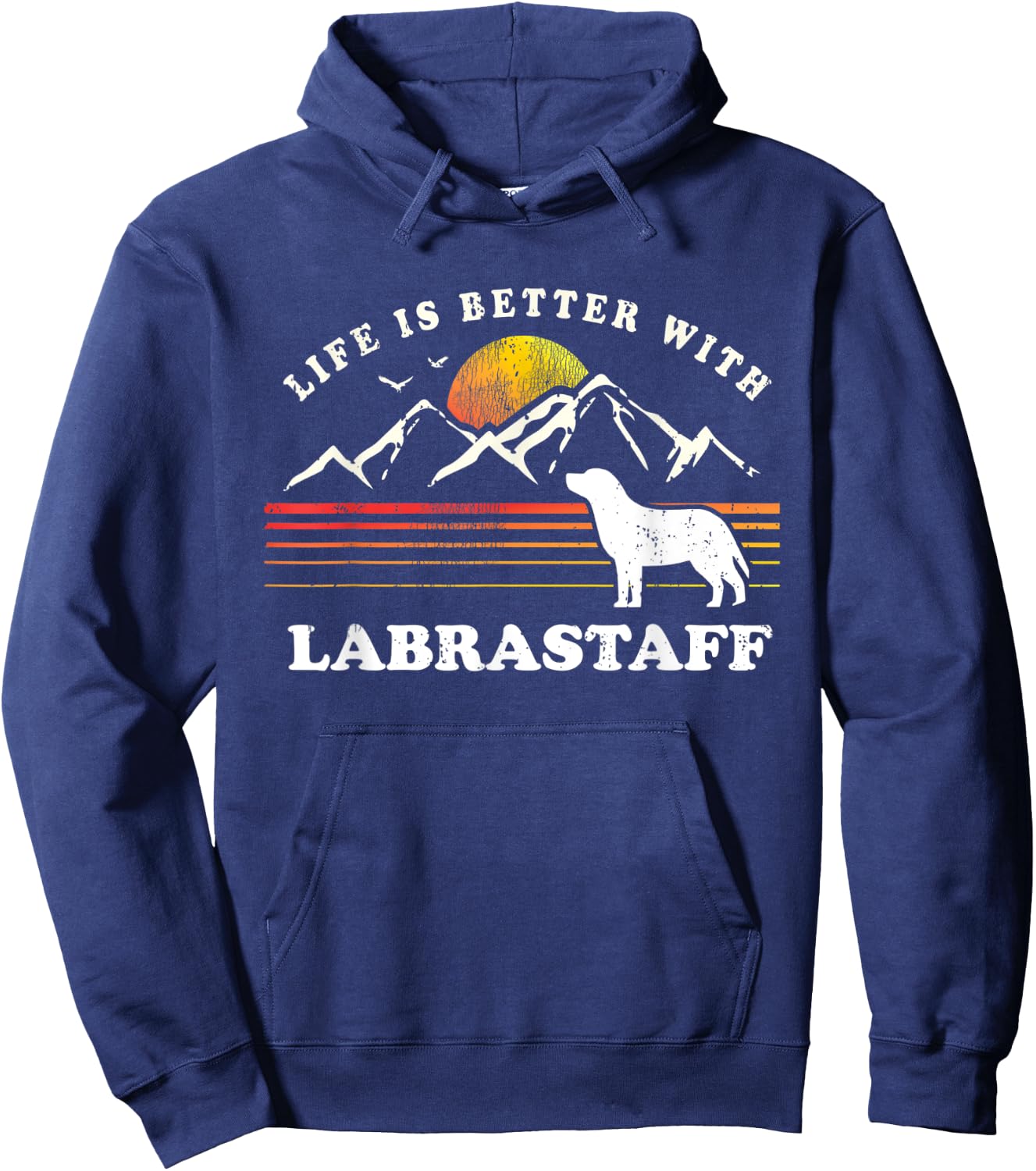 Life Better Labrastaff Vintage Dog Mom Dad Hoodie - Hoodie | Navy