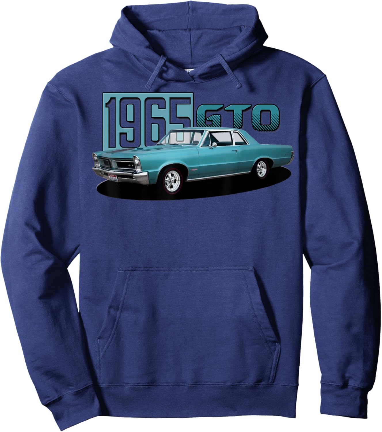 1965 65 GTO Classic Car Old School Muscle Blue Car Hoodie - Hoodie | Navy