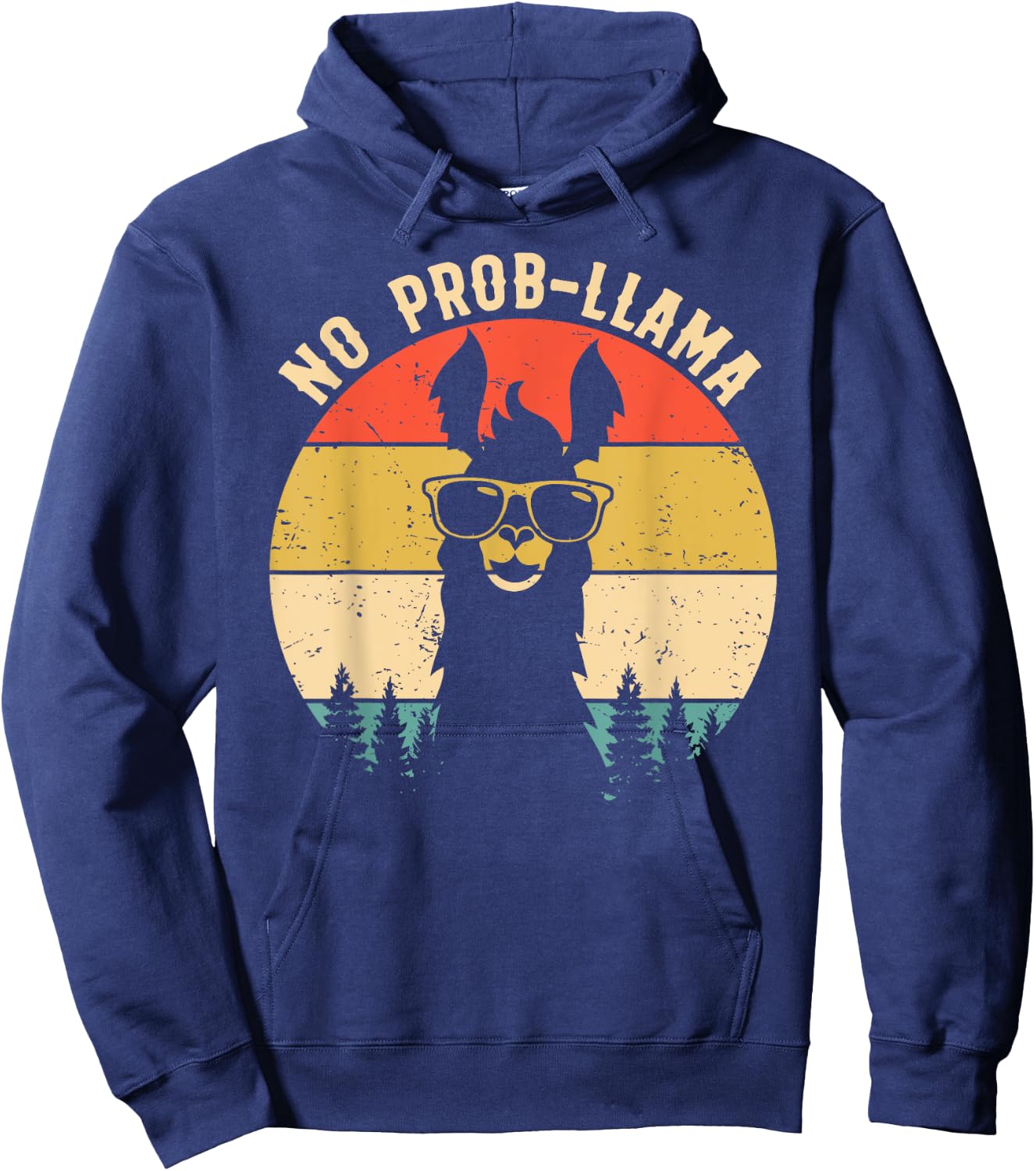 NO PROB-LLAMA - Vintage Llama Alpaca Hoodie - Hoodie | Navy