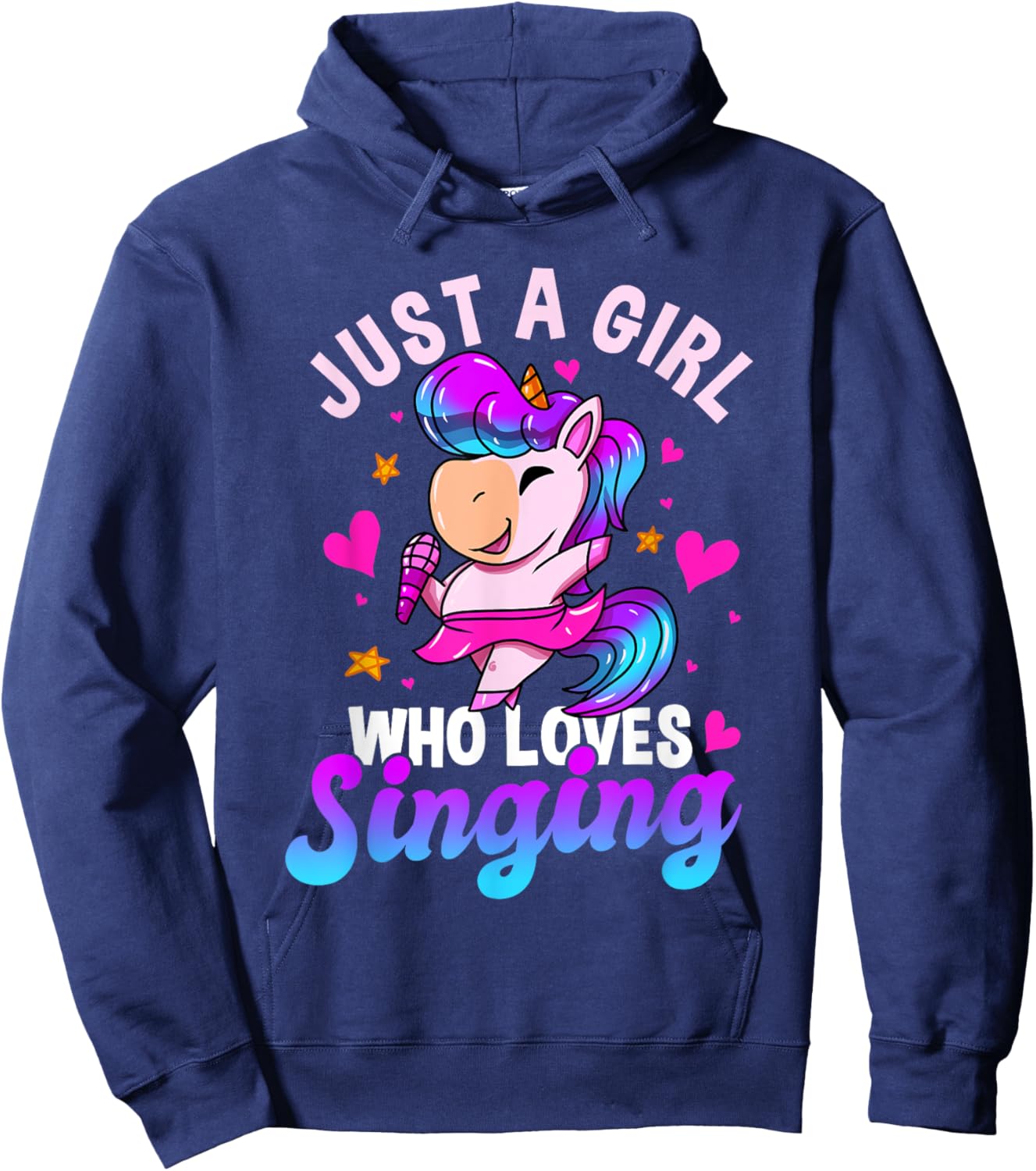 Just A Girl Who Loves Singing Funny Karaoke Singer Unicorn Hoodie - Hoodie | Navy