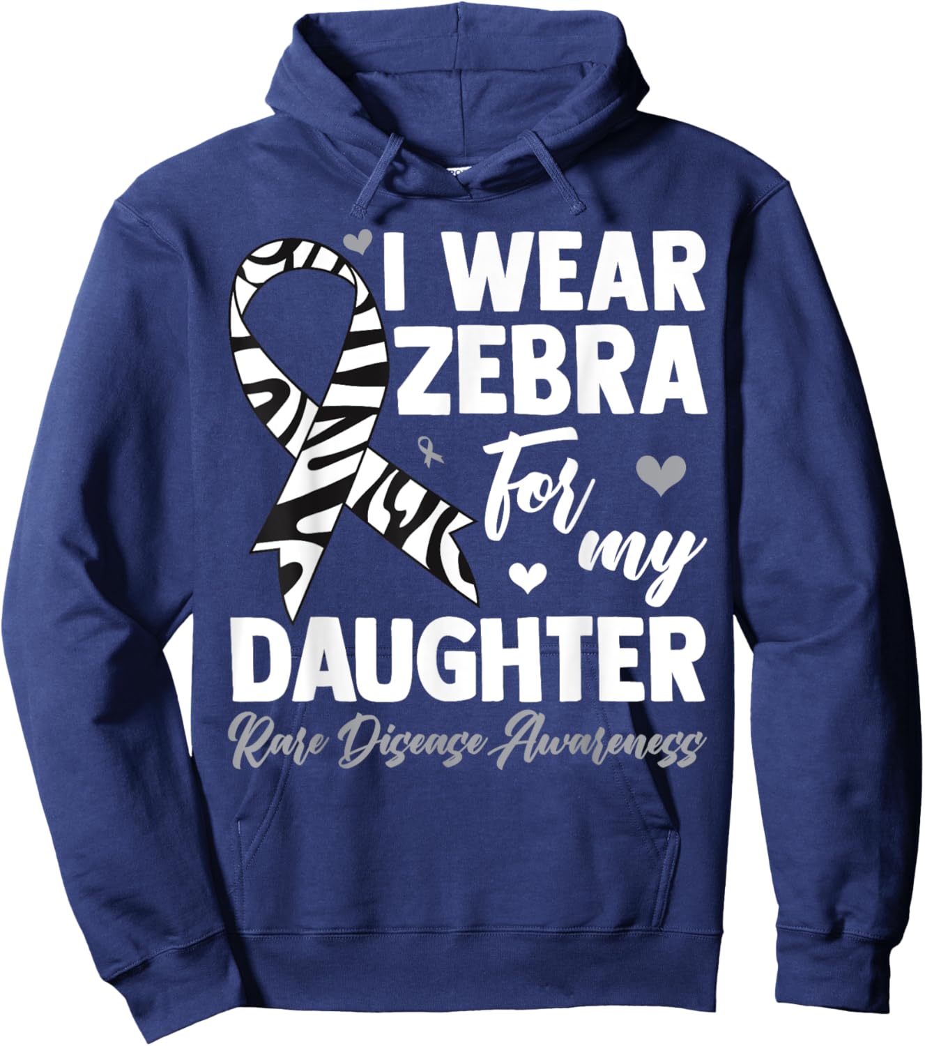 I Wear Zebra For My Daughter Rare Disease Awareness Month Hoodie - Hoodie | Navy