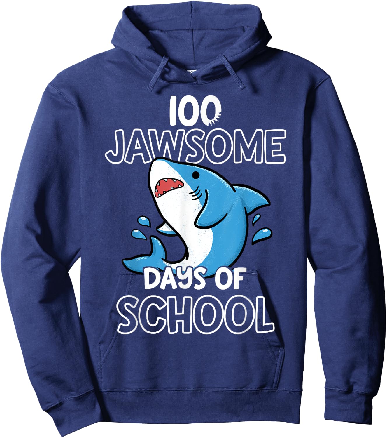 100th Day of School Shirt for Teacher Student Jawsome Shark Hoodie - Hoodie | Navy