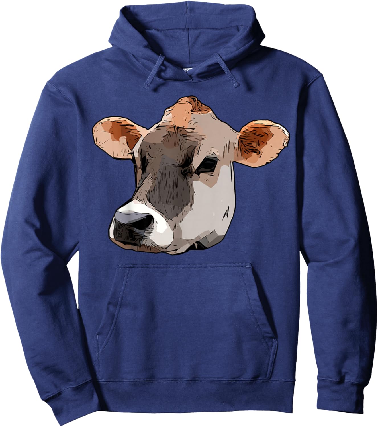 Jersey Cattle Face Design Farmer Art Cow Animal Graphic Hoodie - Hoodie | Navy