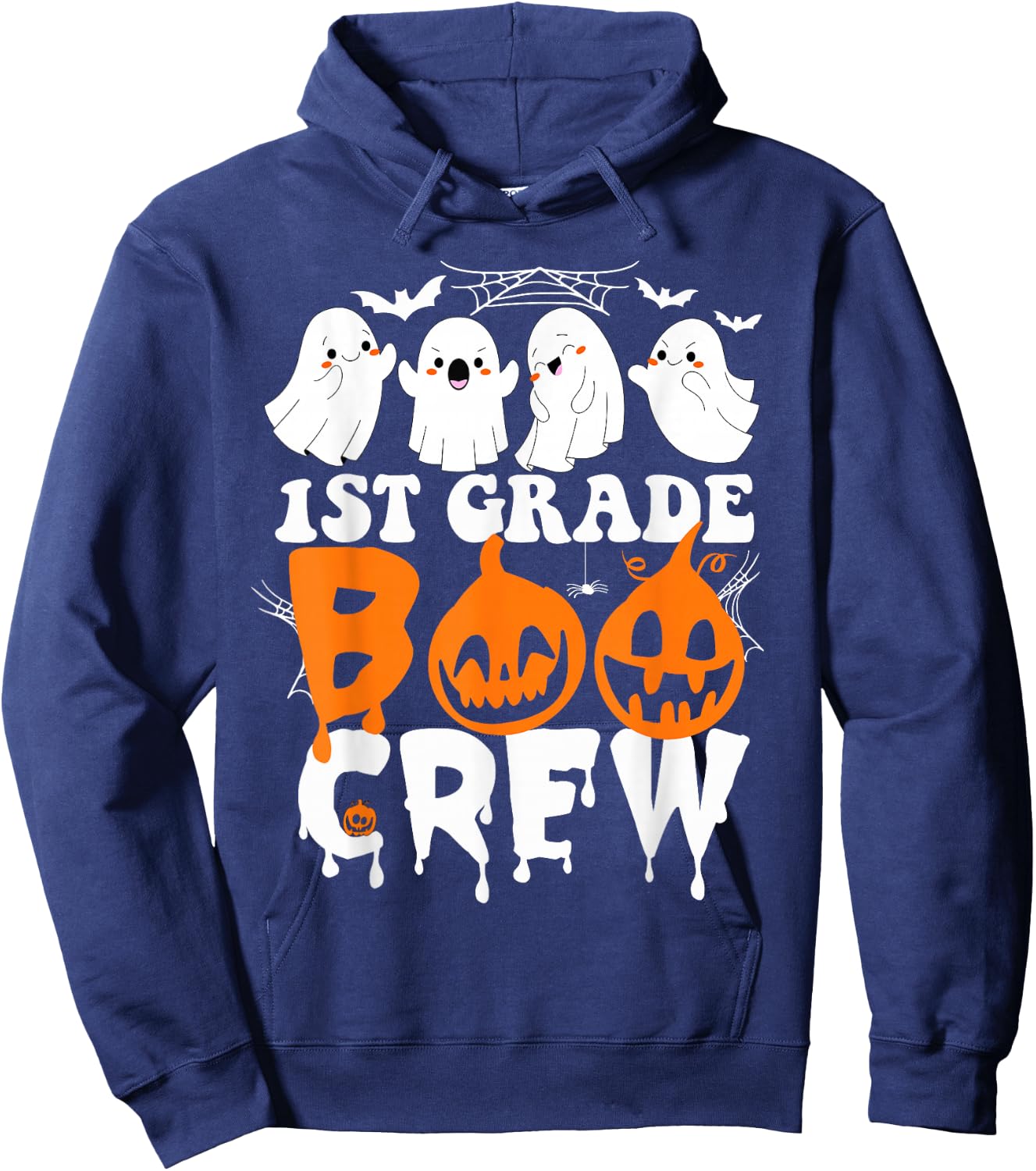 First Grade Boo Crew Teacher Student Cute Ghost Halloween Hoodie - Hoodie | Navy