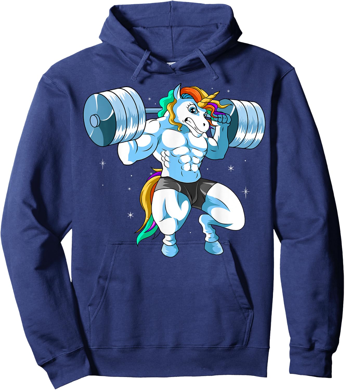 Weightlifing Barbell - Funny Unicorn Weightlifter Hoodie - Hoodie | Navy