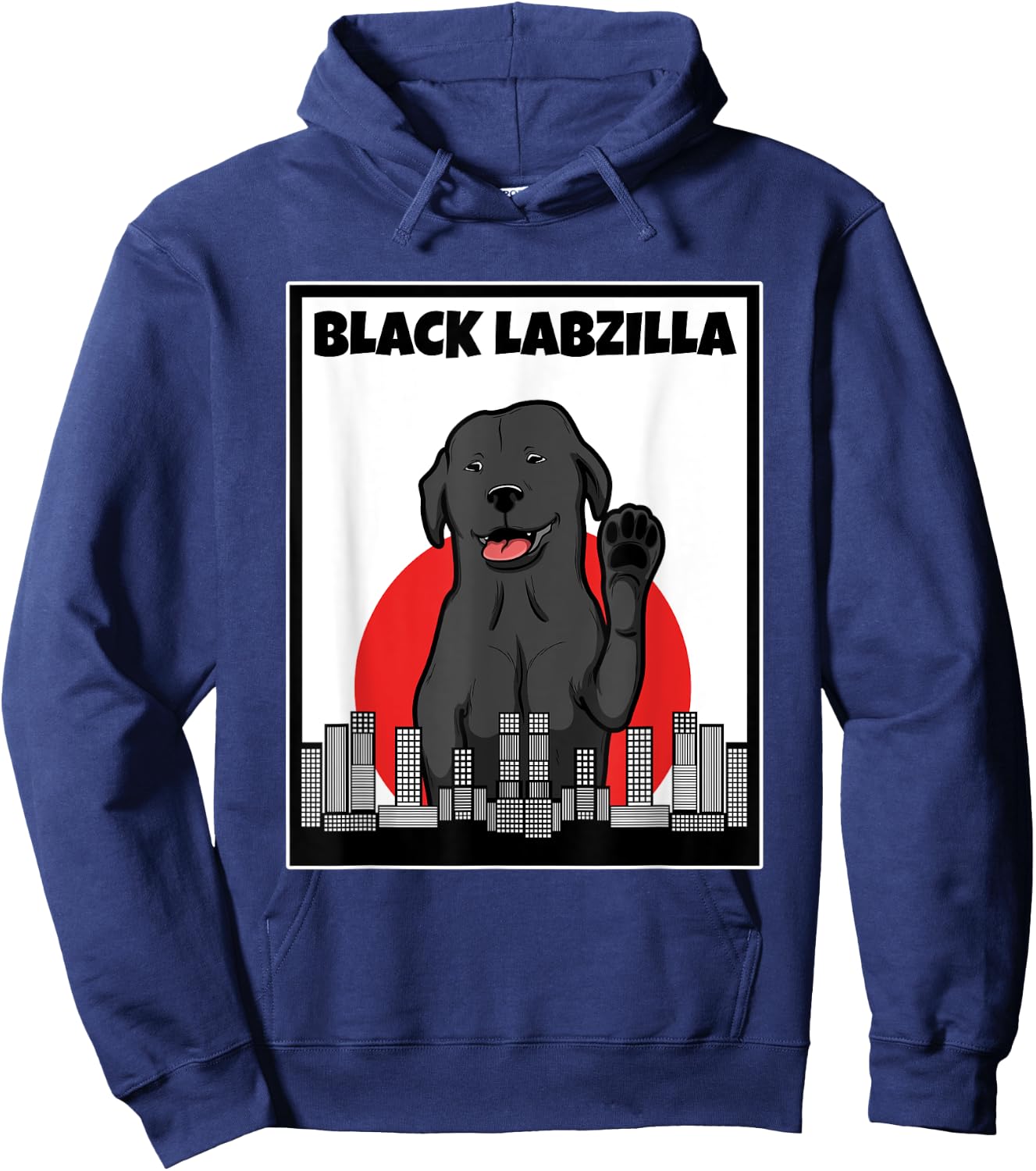 Black labzilla | Funny Lab Labrador Retriever Dogs Trendy Hoodie - Hoodie | Navy