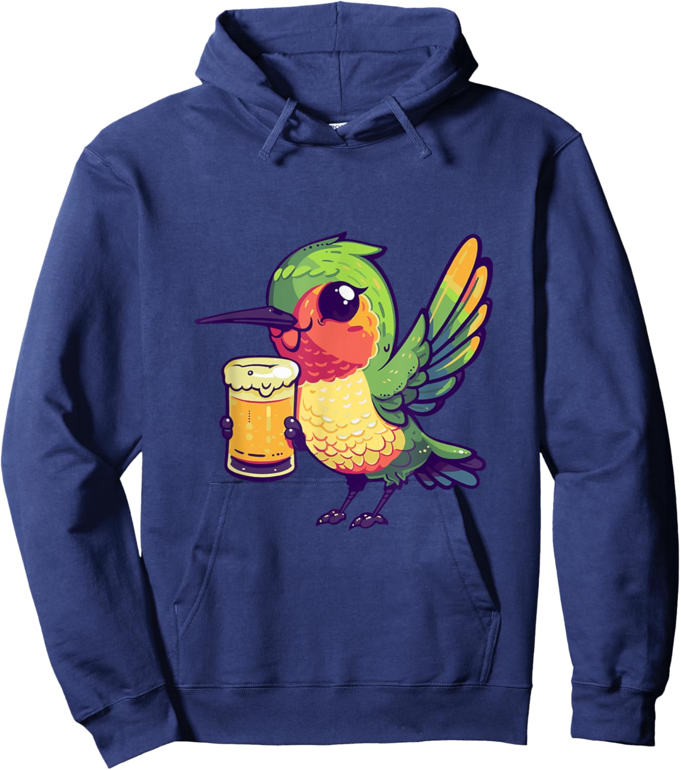 Humming Bird Drinking Beer Comic Hoodie - Hoodie | Navy
